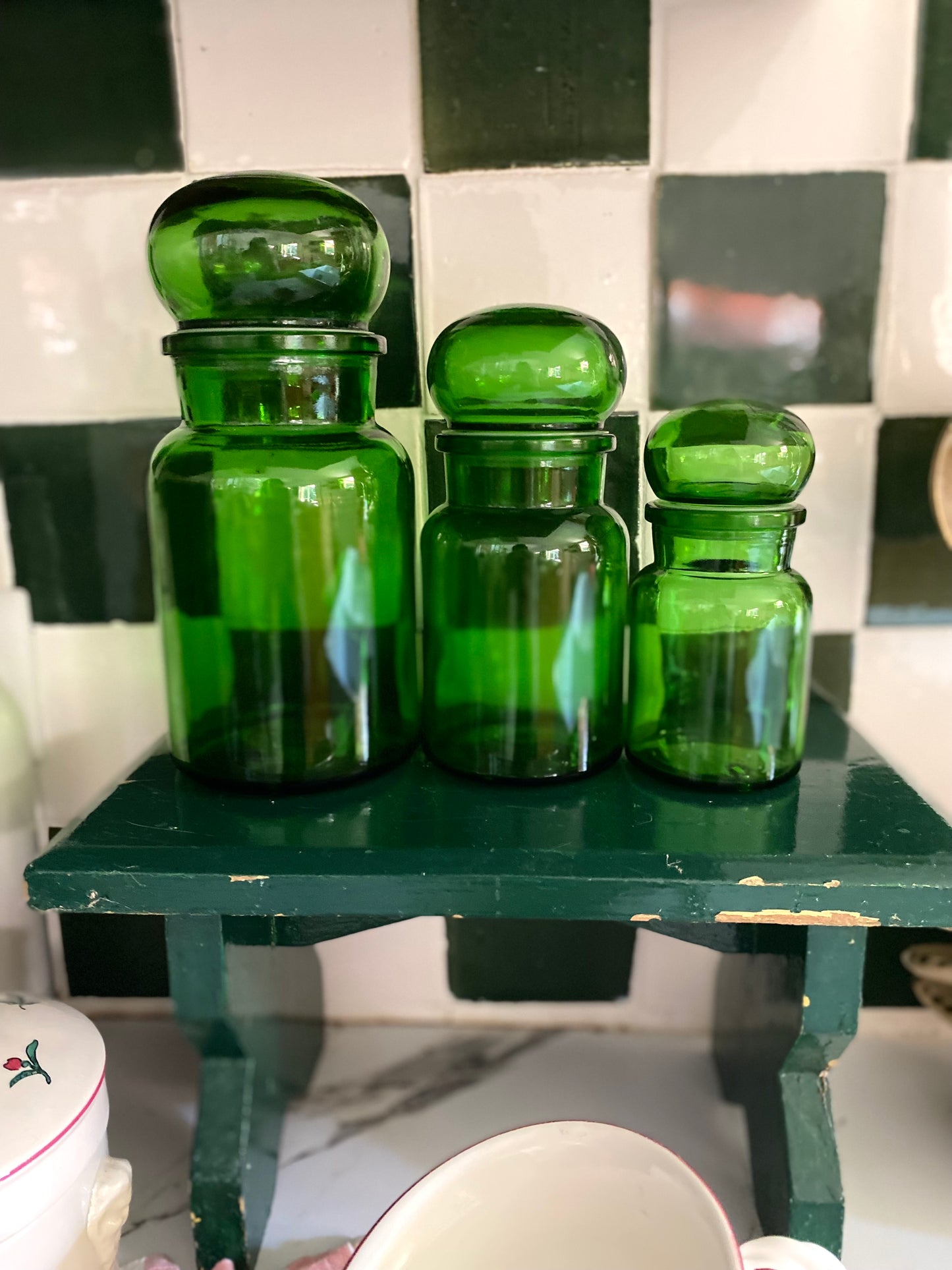 Trio de pots d’apothicaire