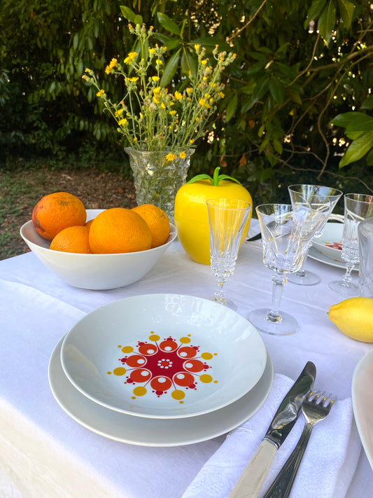 Service de table vintage Winterling, 20 pièces, décor pop années 70
