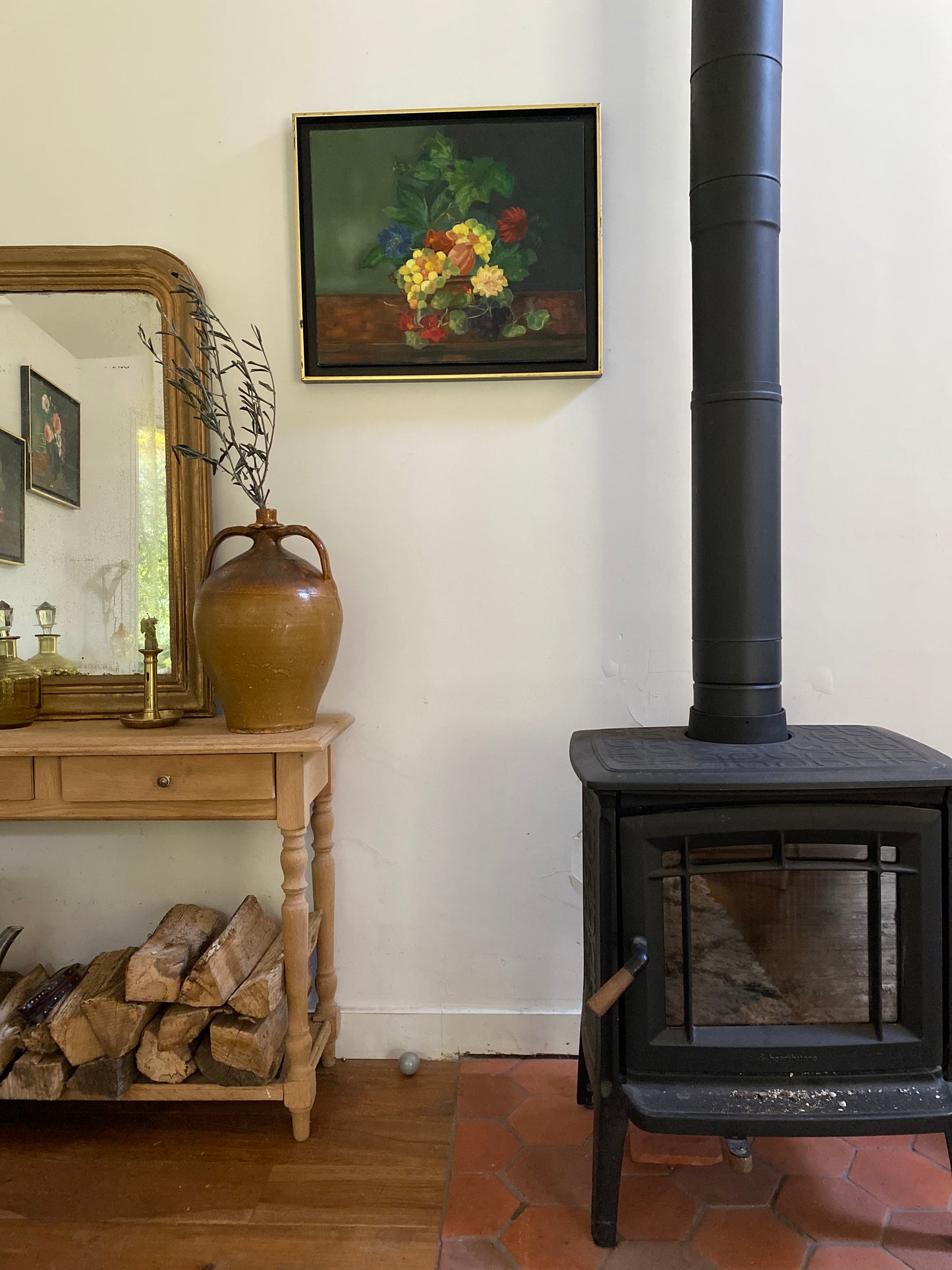 Peinture à l'huile ancienne encadrée