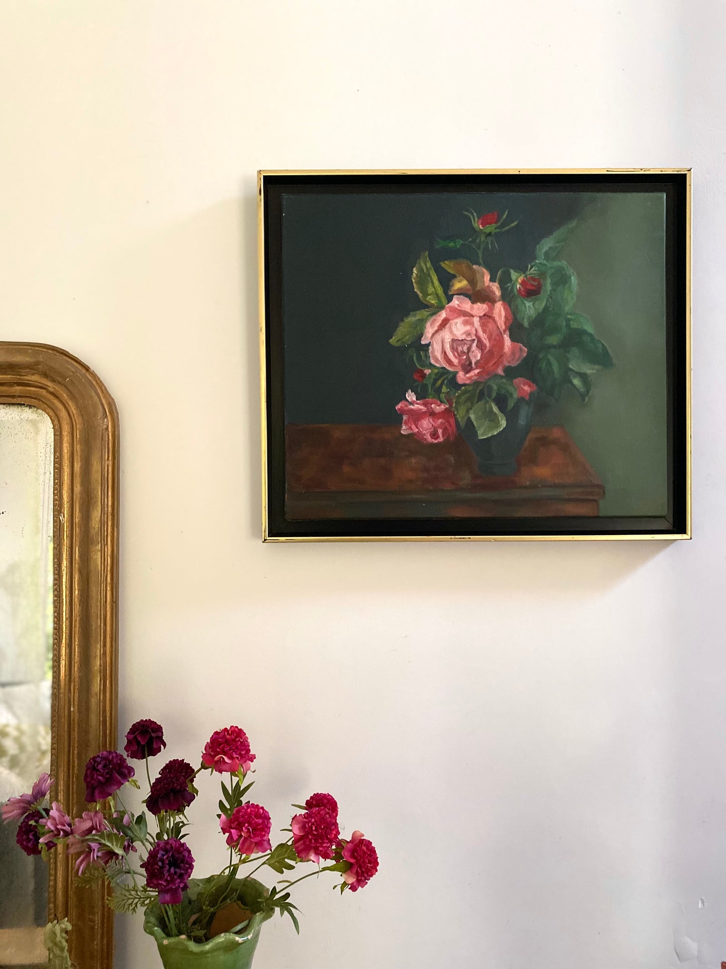 Peinture à l'huile ancienne encadrée