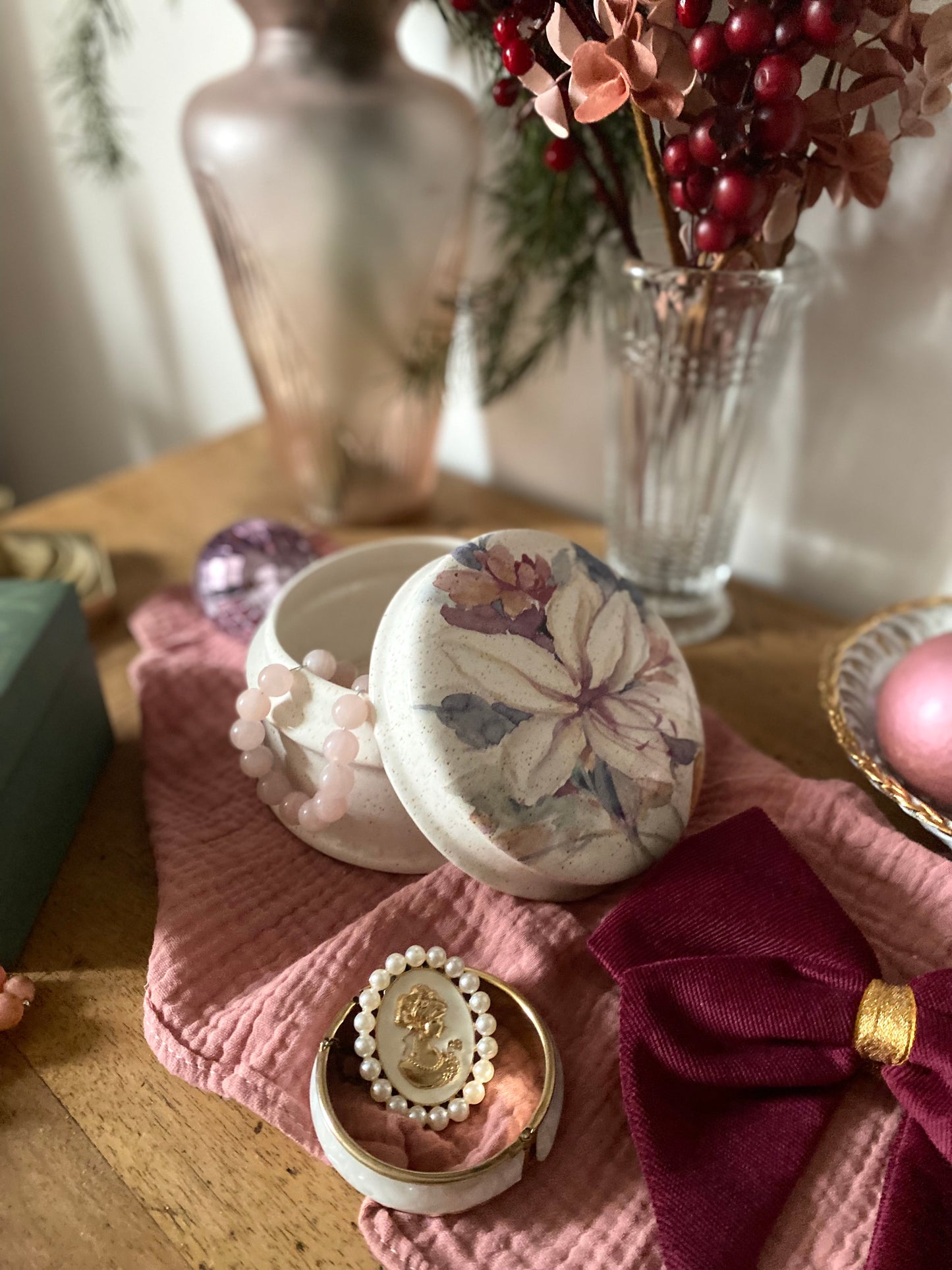 Boite à bijoux 1960 
en faïence de Roanne