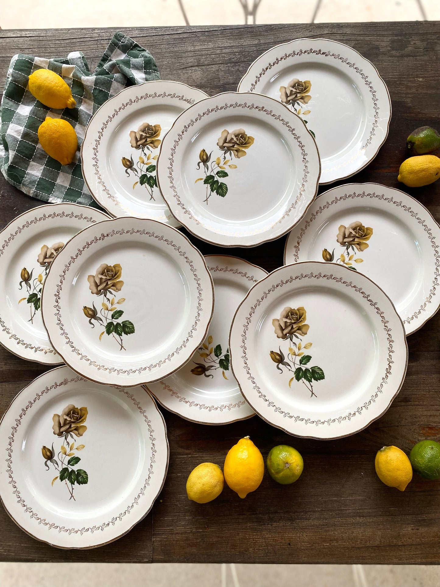 Assiettes plates en faïence ancienne