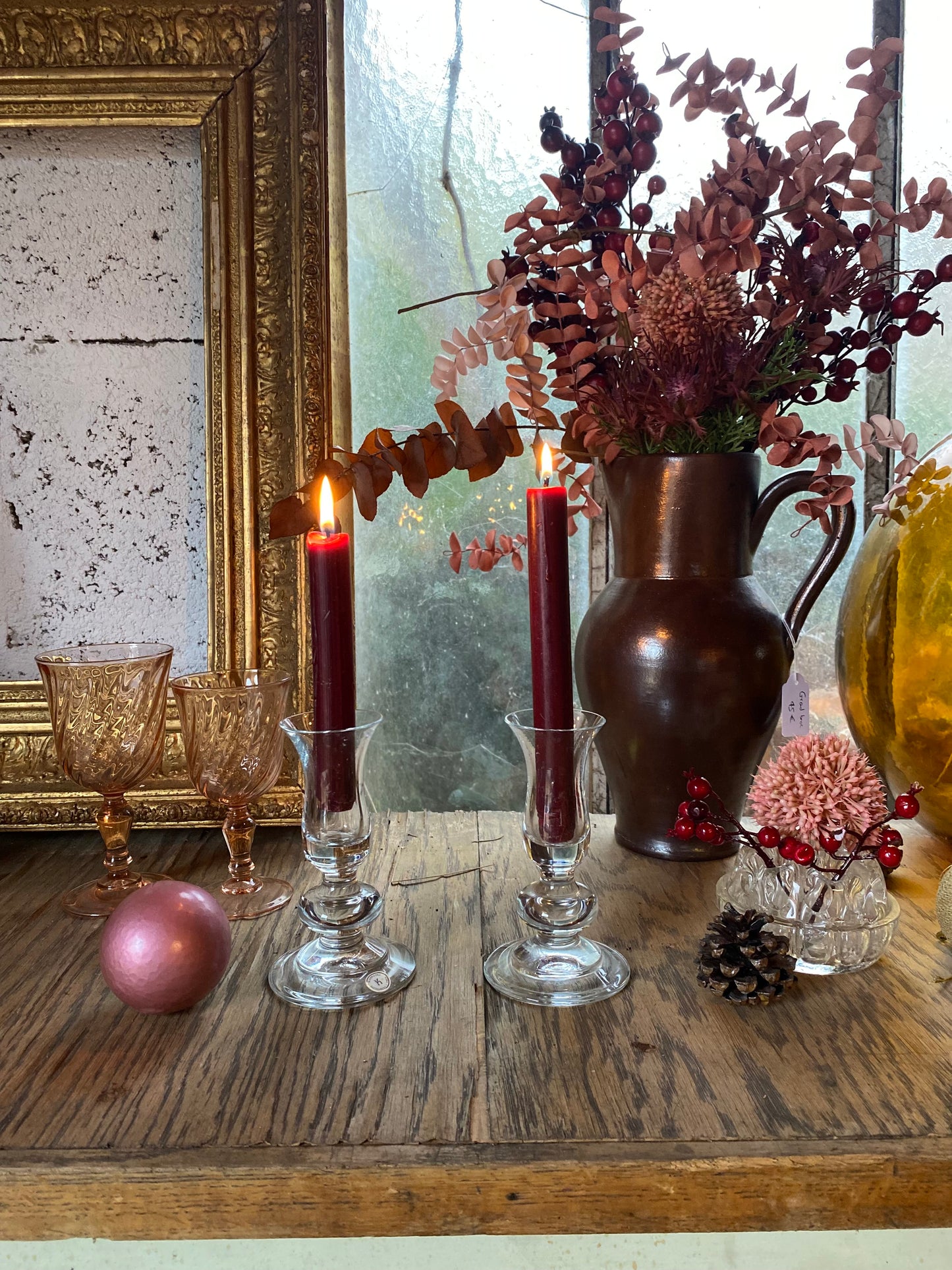 Paire de bougeoir en cristal ancien