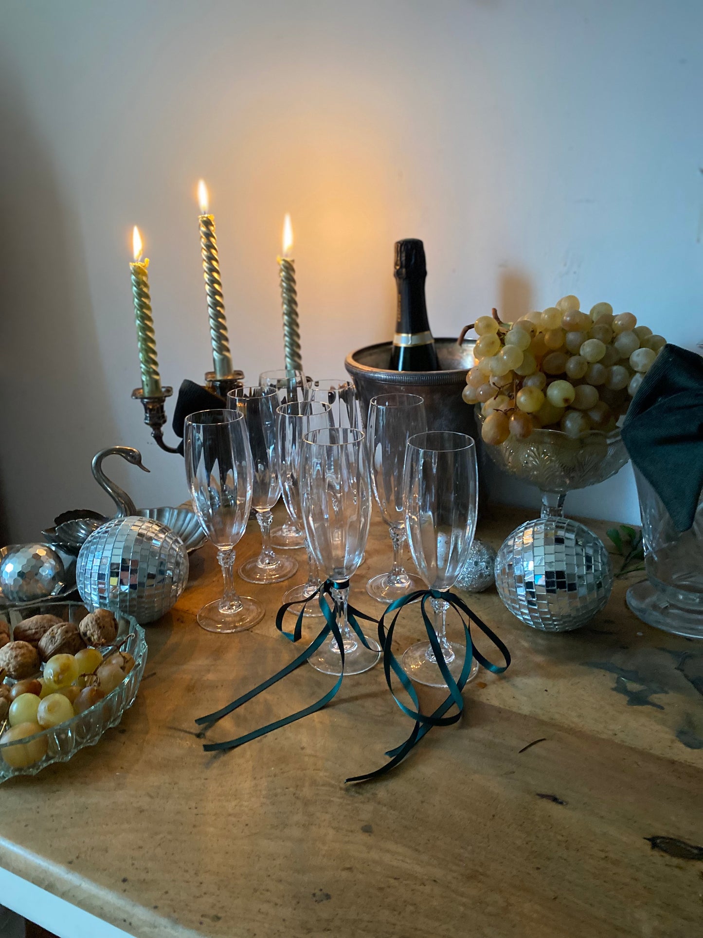 Service de flutes à champagne en cristal