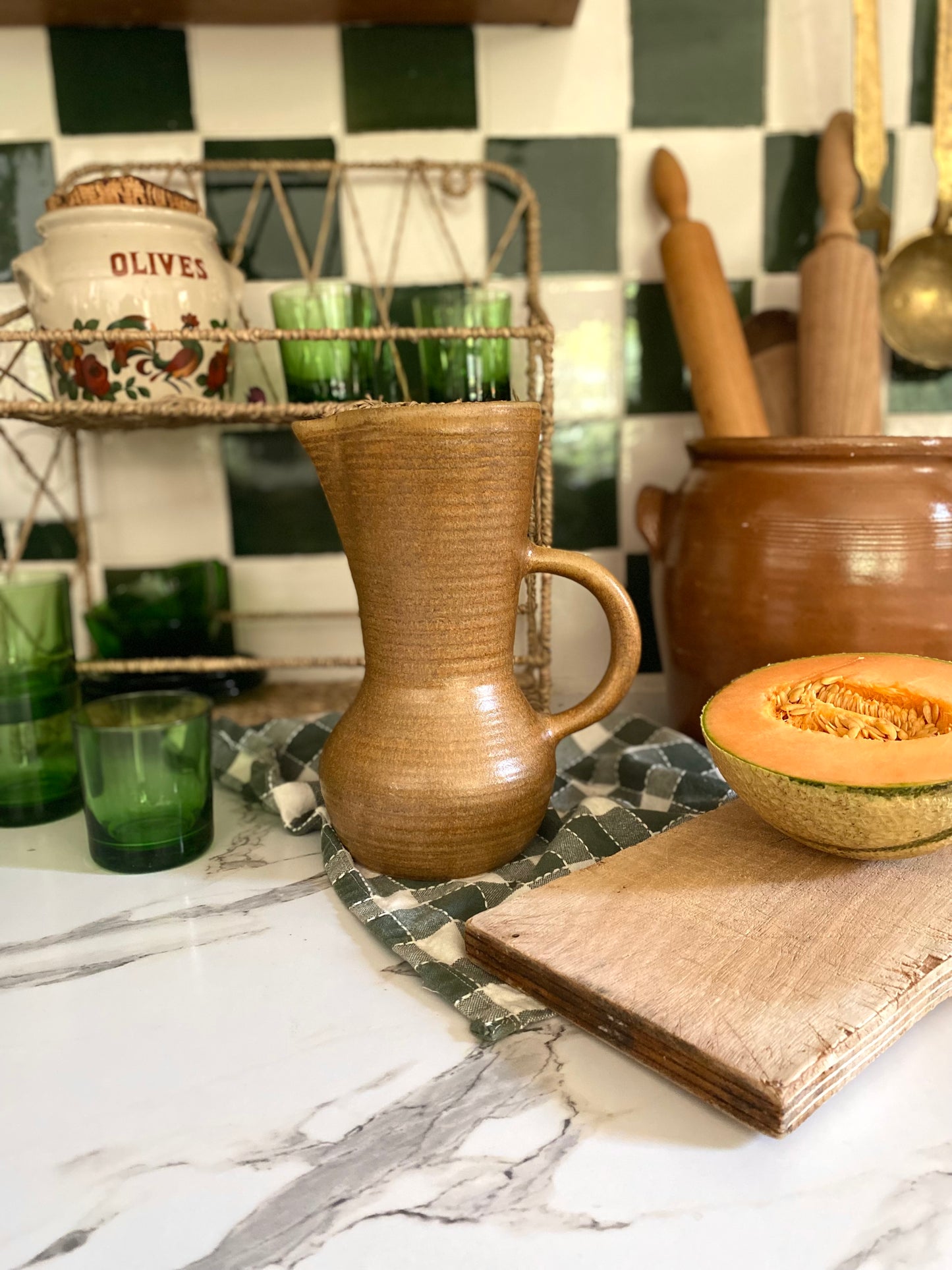 Pichet ancien en grès émaillé - Manufacture de Digoin