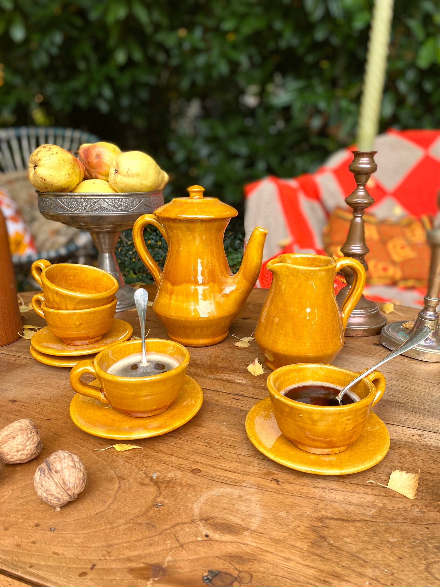 Service à café vintage en céramique vernissée