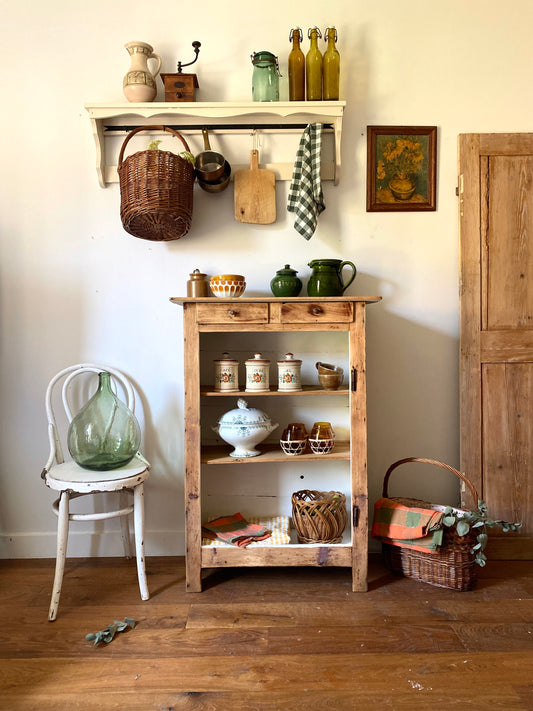 Buffet ouvert en bois ancien rénové