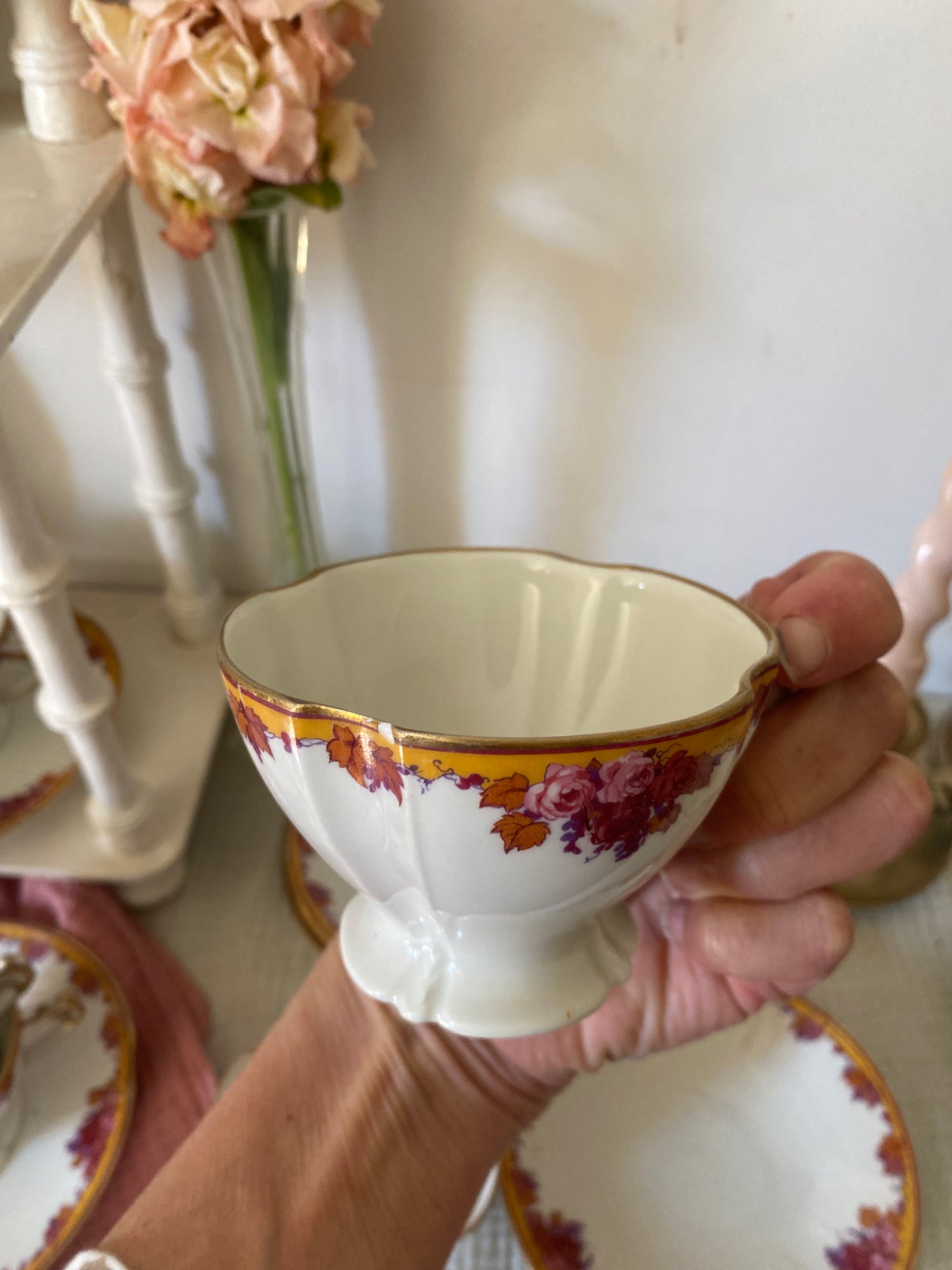Élégant Service de 6 Tasses à Thé Limoges, Belle Époque