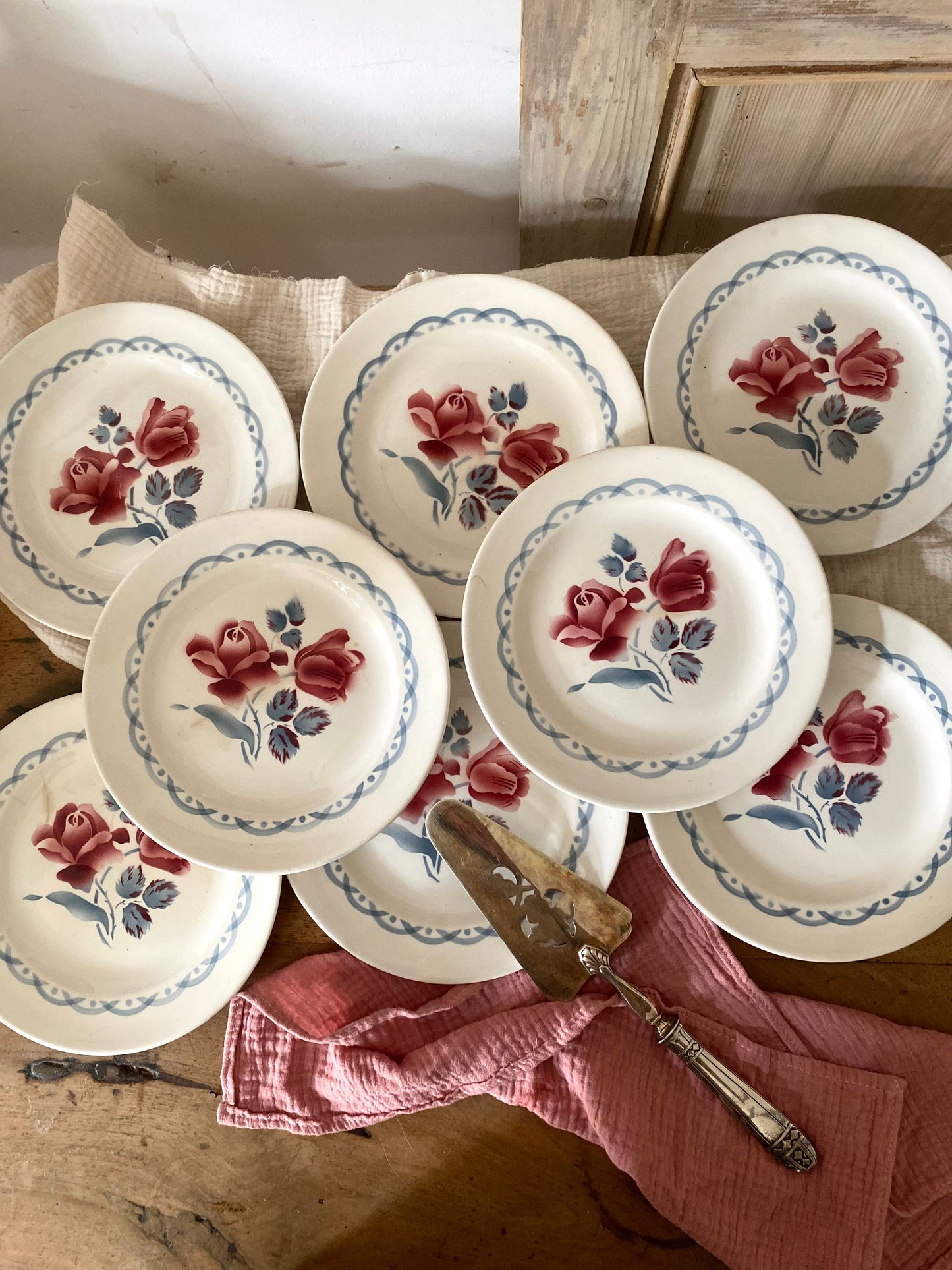 Service à dessert ancien Digoin & Sarreguemines – Modèle "Cannes" 1940