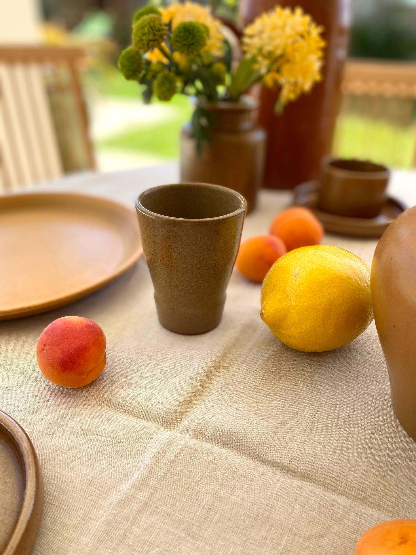 4 verres en grès ancien vernissé