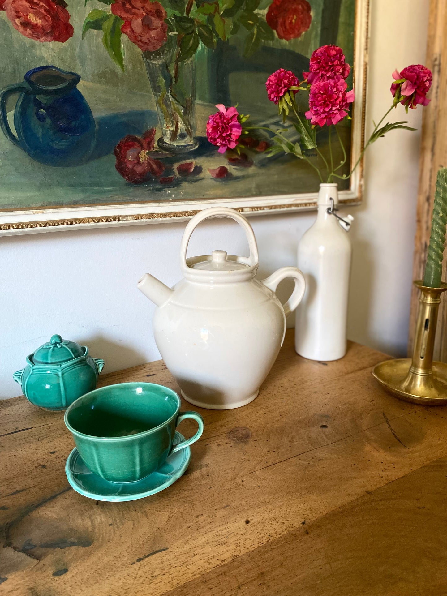 Théière en faïence ancienne Digoin