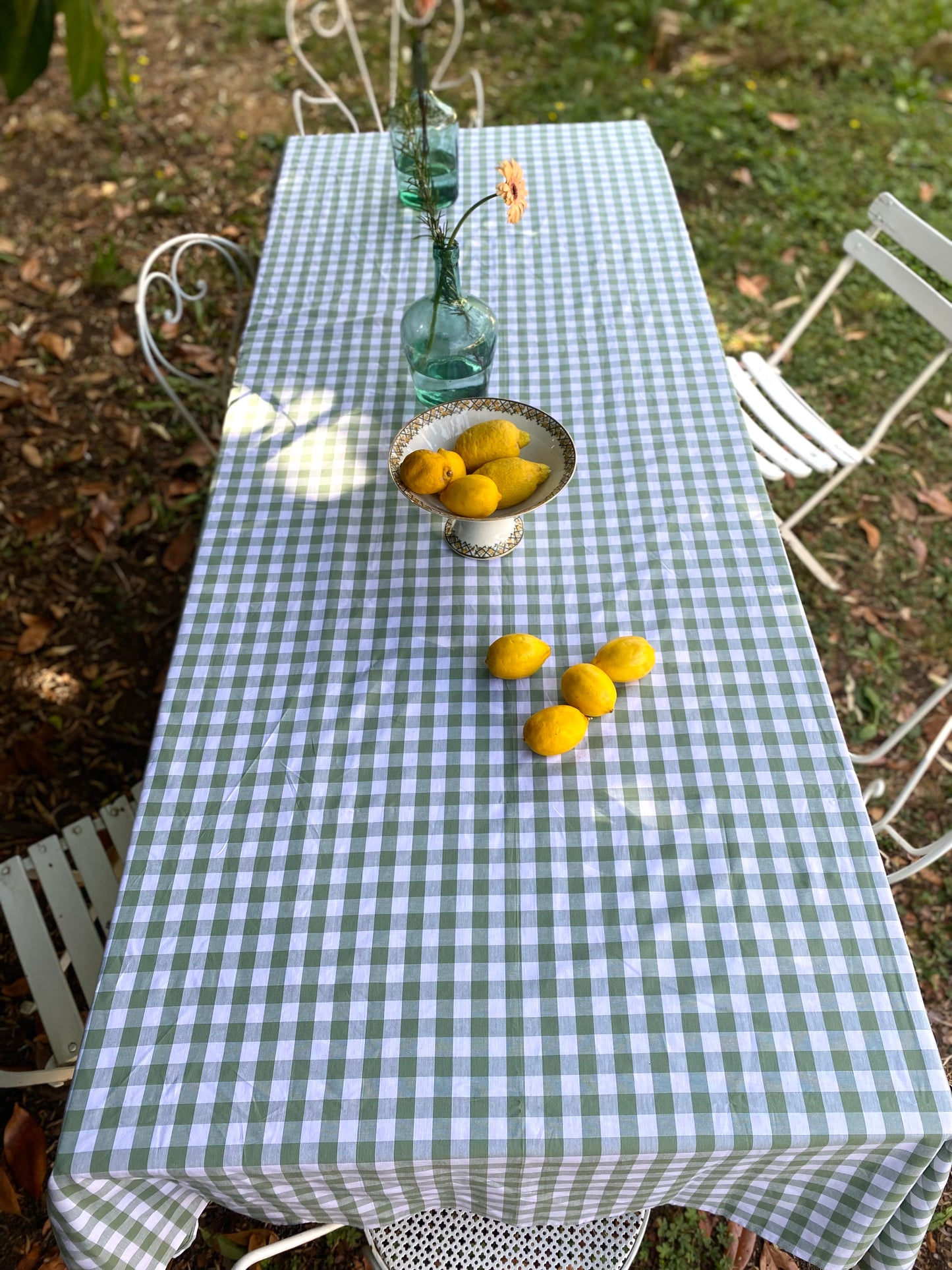 Nappe vichy vert menthe – popeline de coton, 150 x 250 cm