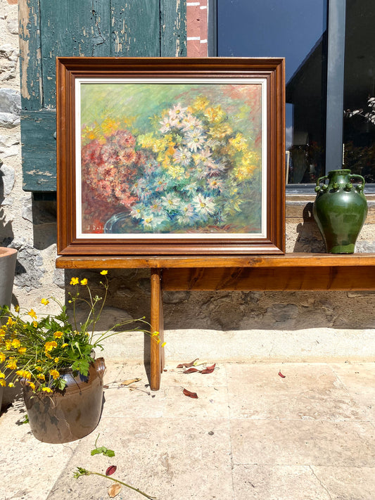 Huile sur toile - Bouquet impressionniste - 1950