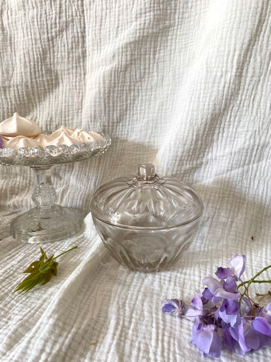 Bonbonnière Vintage en Verre Moulé
