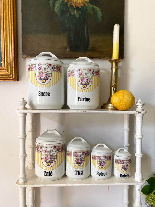 Rare Série de 6 Pots à Épices Anciens en Porcelaine EPIAG