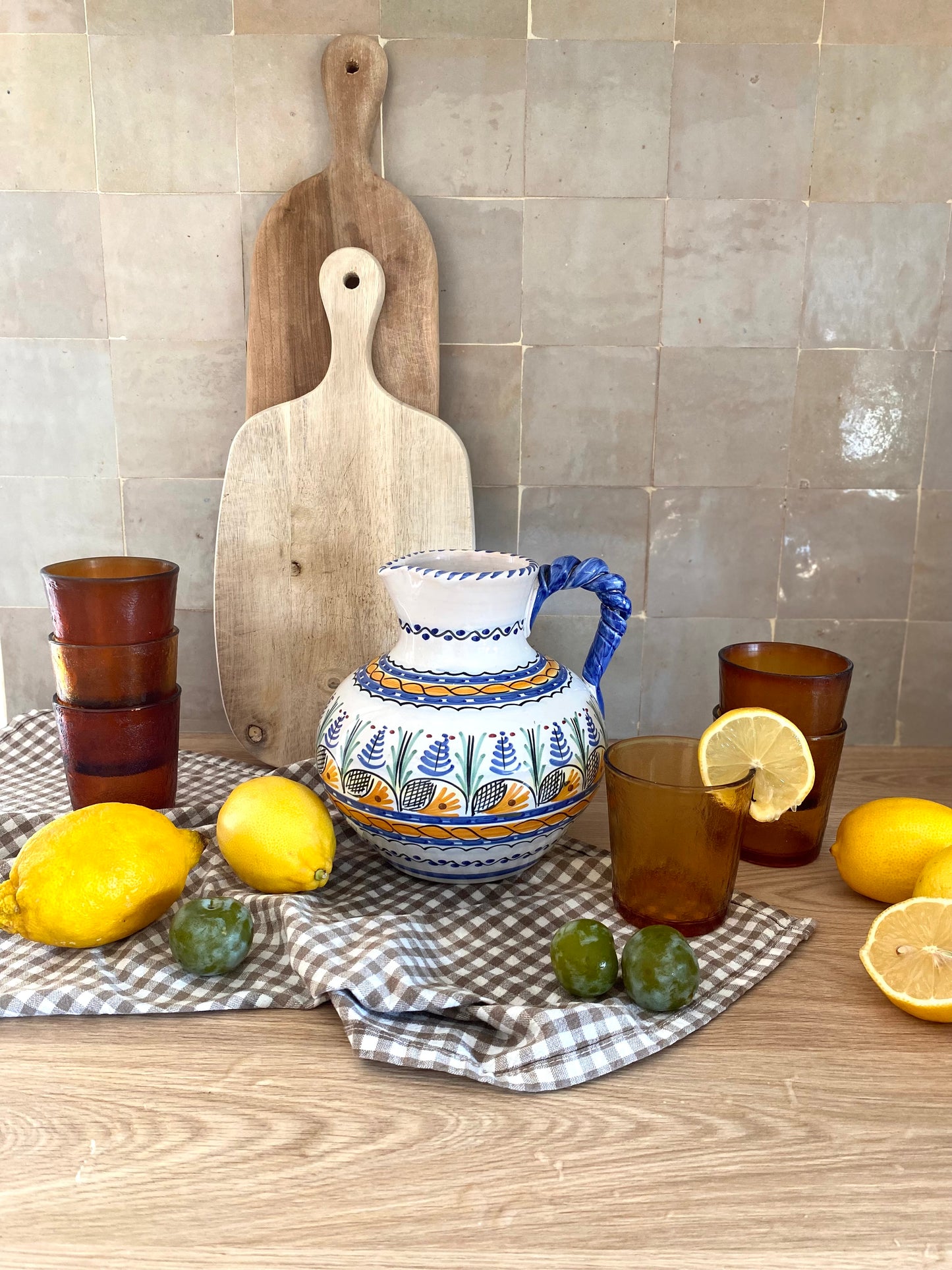 Broc en céramique peinte à la main, esprit Talavera espagnole