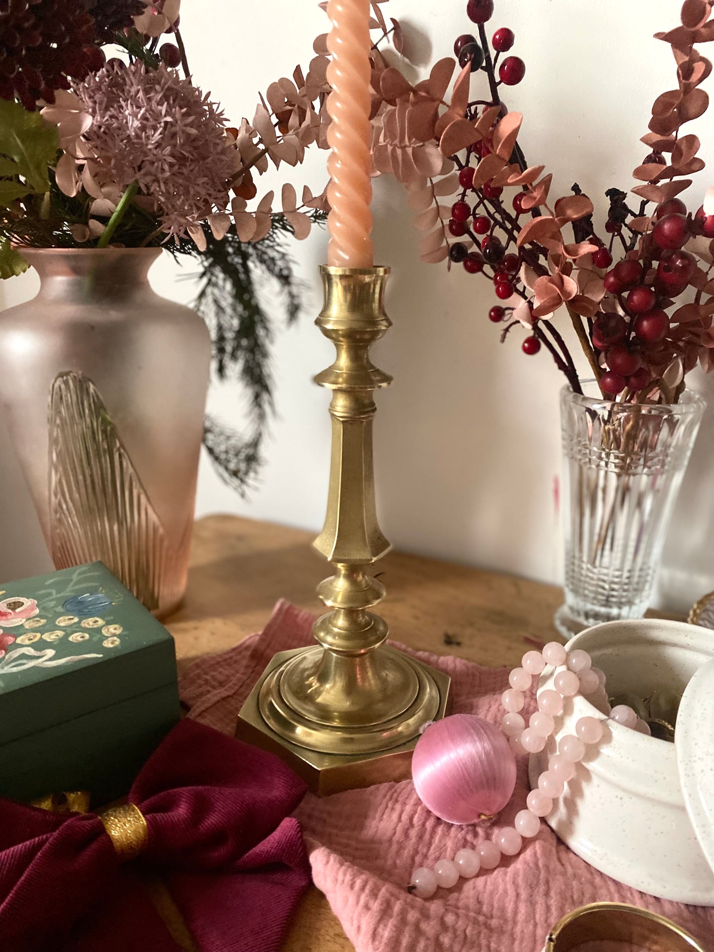 Bougeoir en laiton ancien