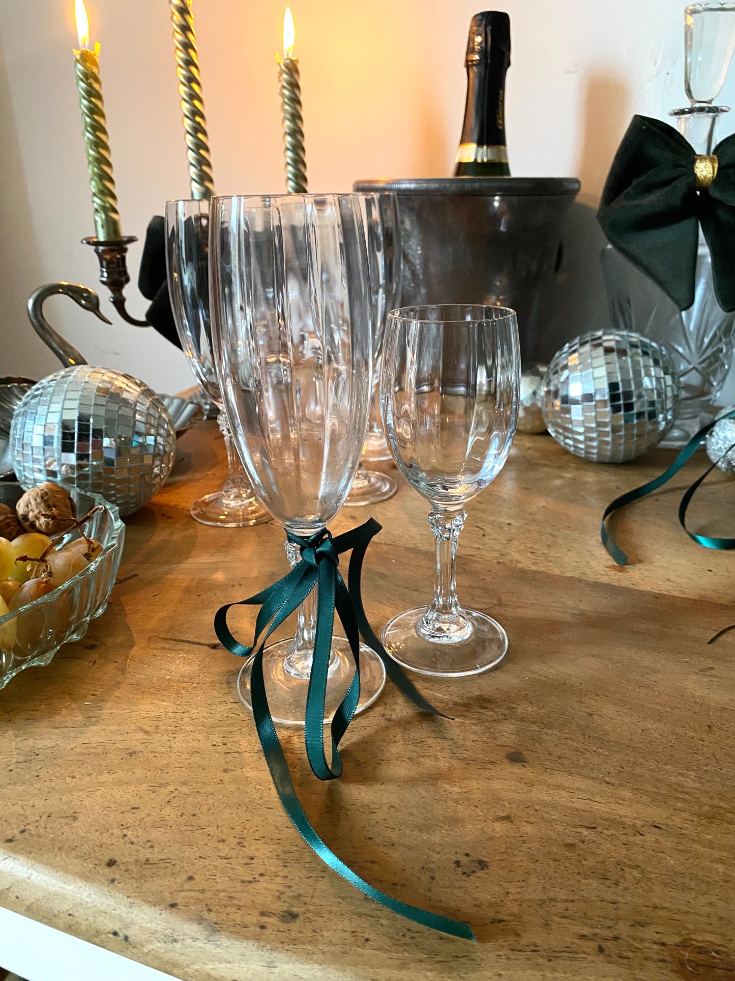 Service de flutes à champagne en cristal