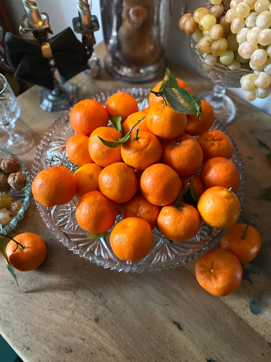 Coupe à fruit en verre ciselé