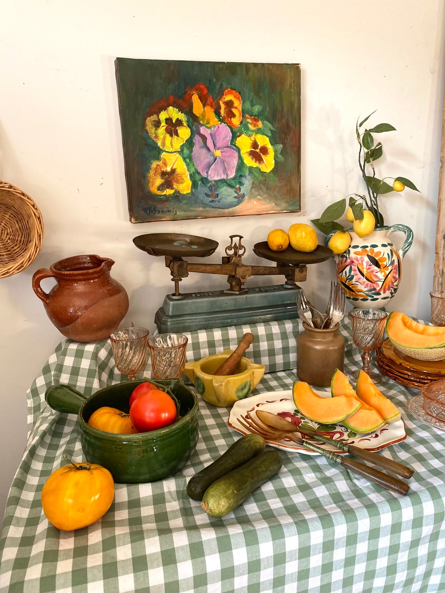Couvert de service ancien, manche en corne et viroles