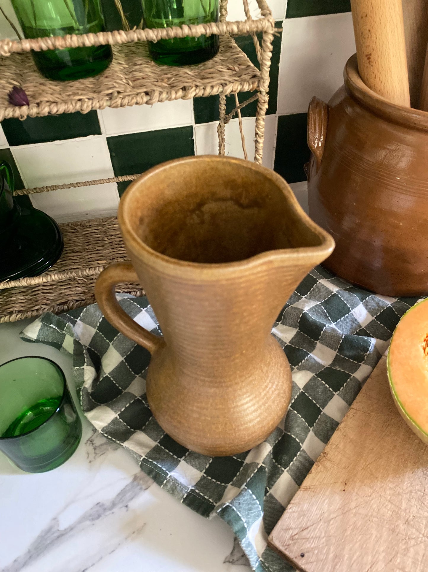 Pichet ancien en grès émaillé - Manufacture de Digoin