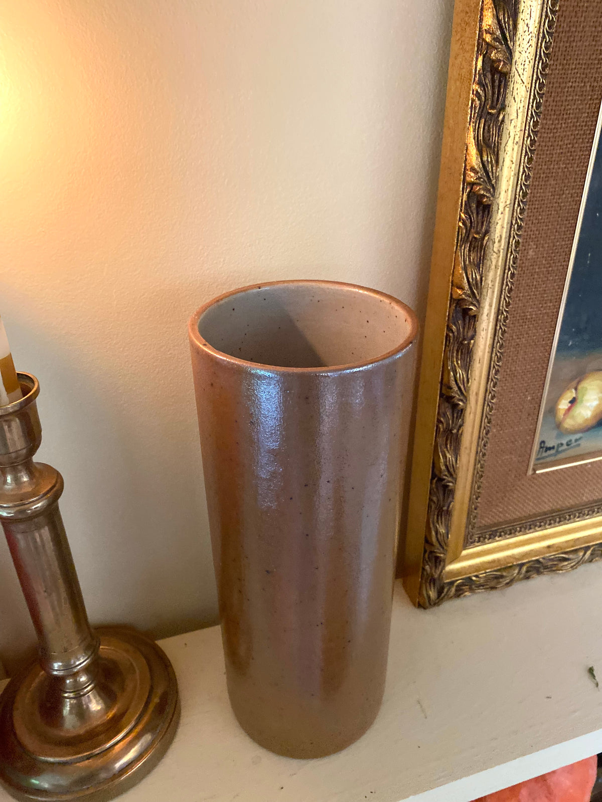 Grand vase cylindre en grès émaillé, 1970