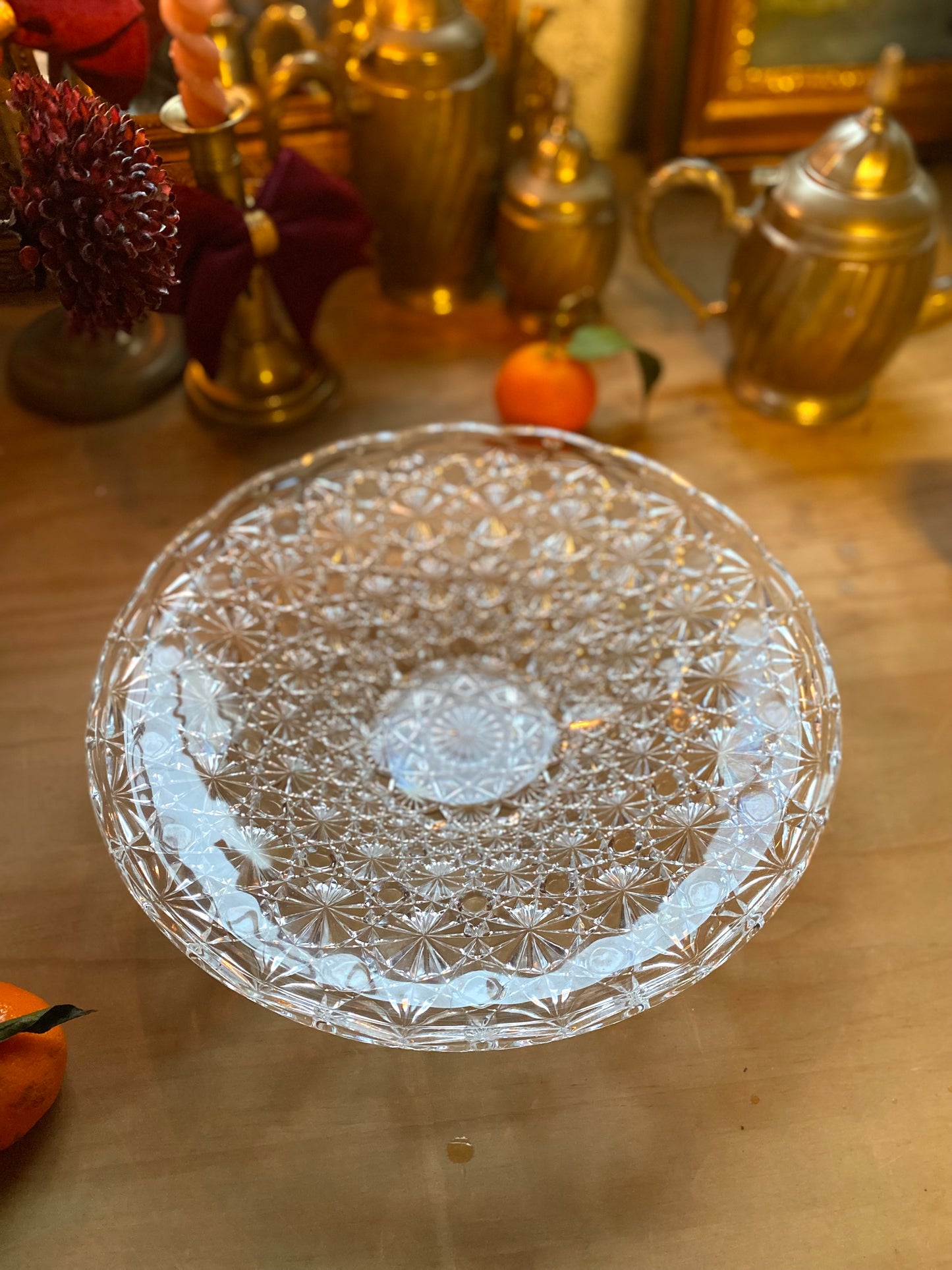 Coupe à fruit en verre taillé