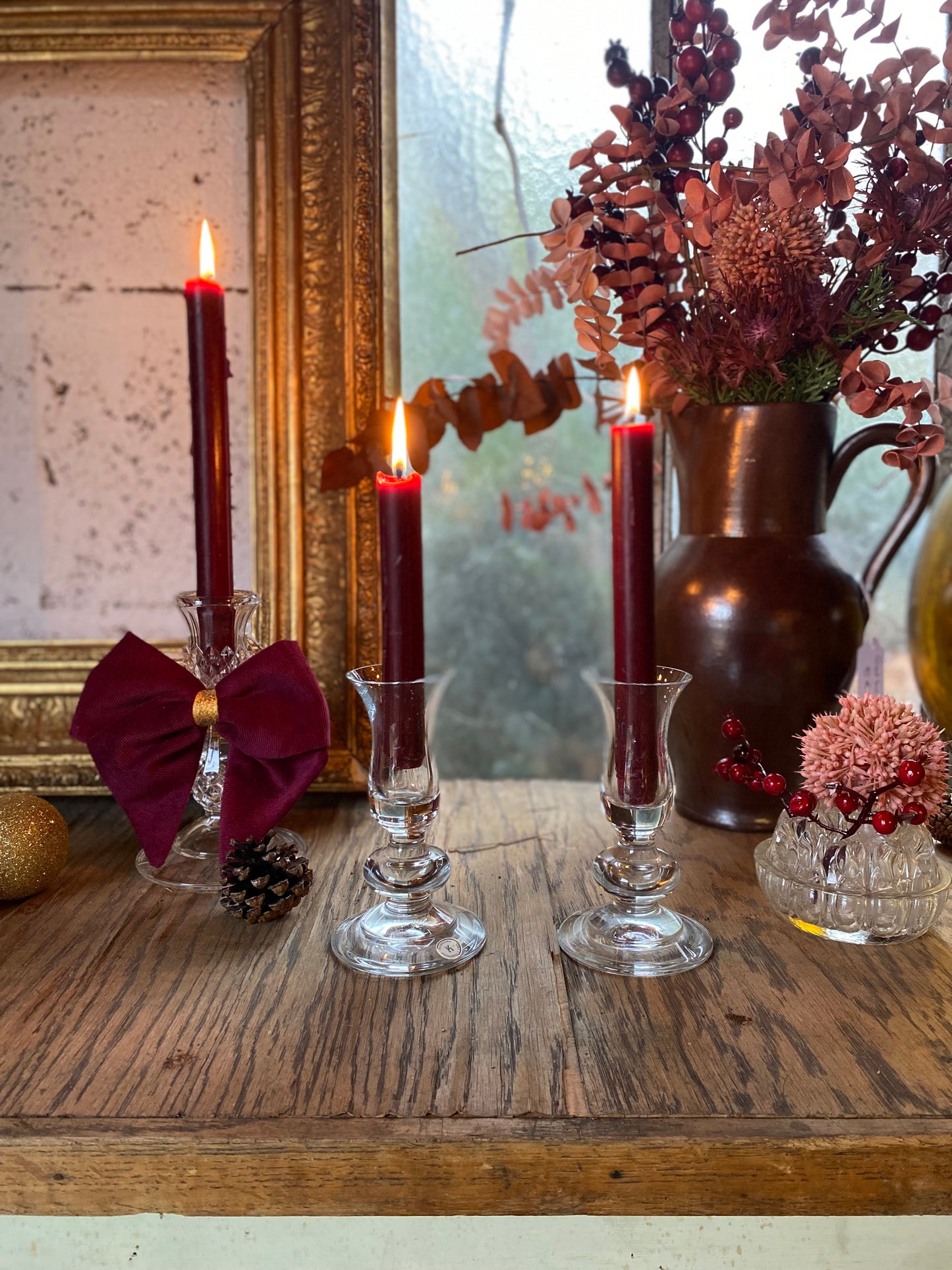 Paire de bougeoir en cristal ancien