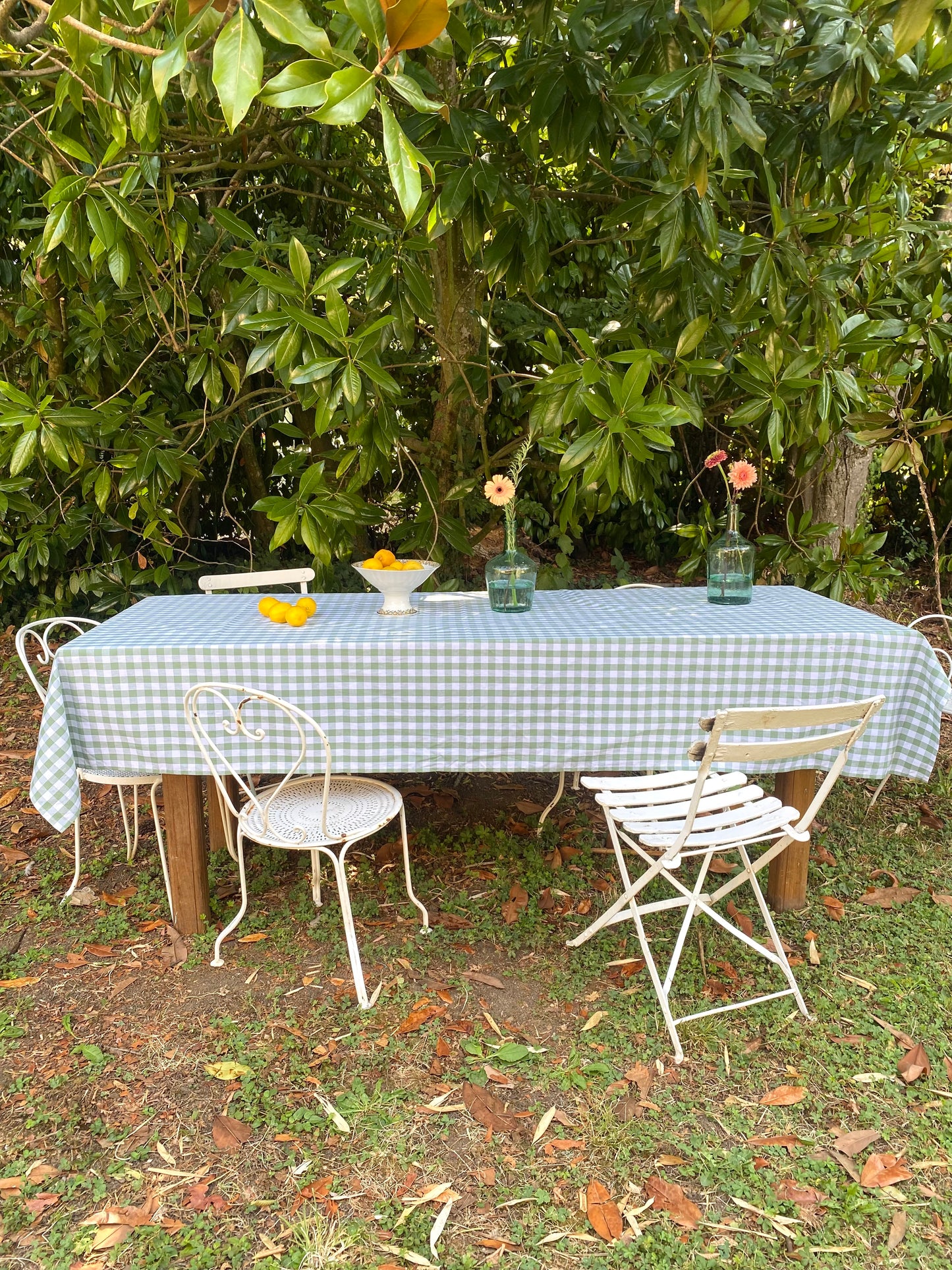 Nappe vichy vert menthe – popeline de coton, 150 x 250 cm