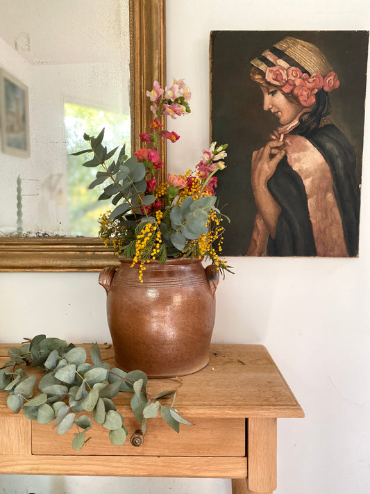 Authentique Pot à Confit Ancien en Terre Cuite Vernissée - XIXe