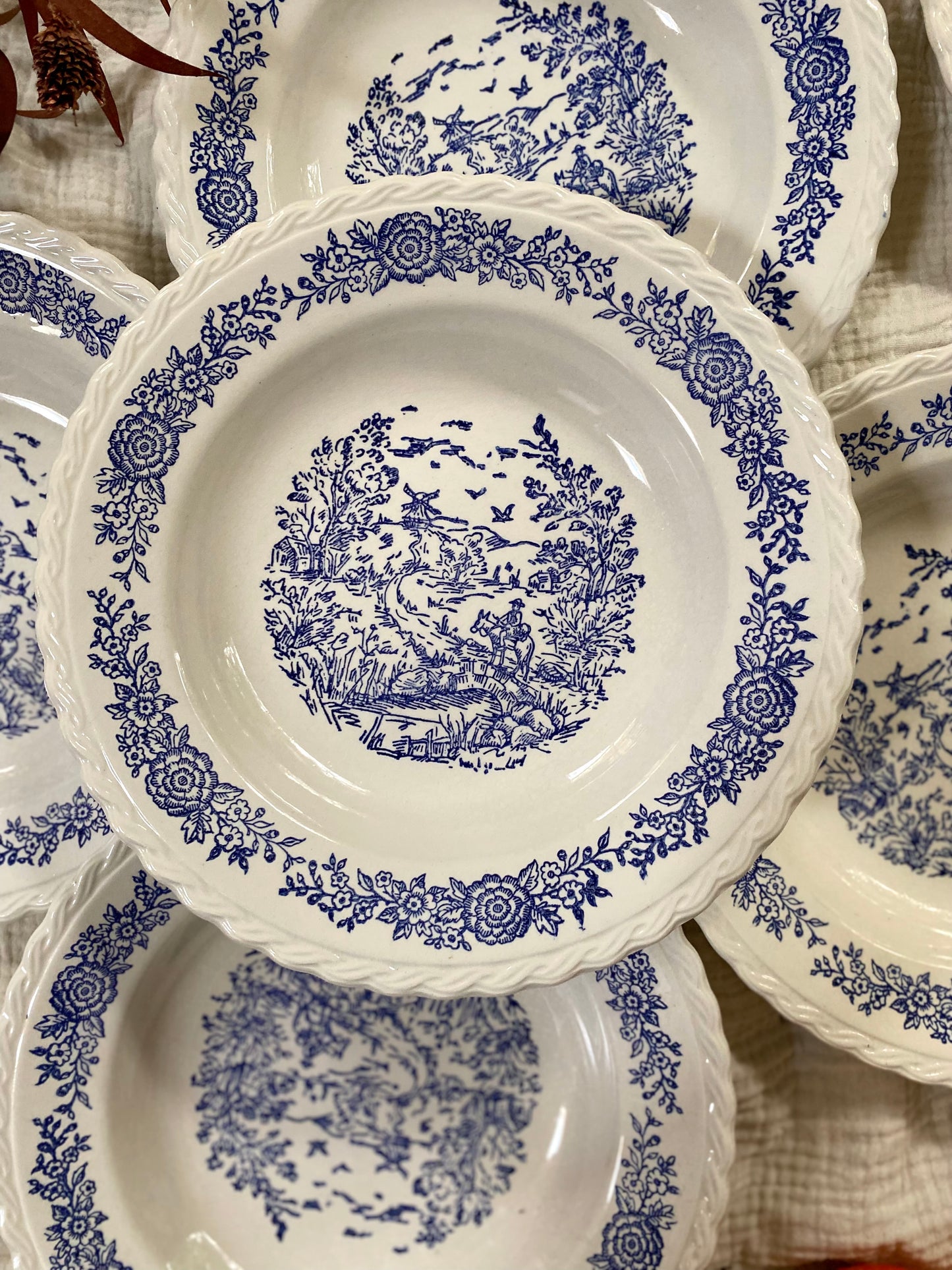Assiettes creuses en faïence anglaise