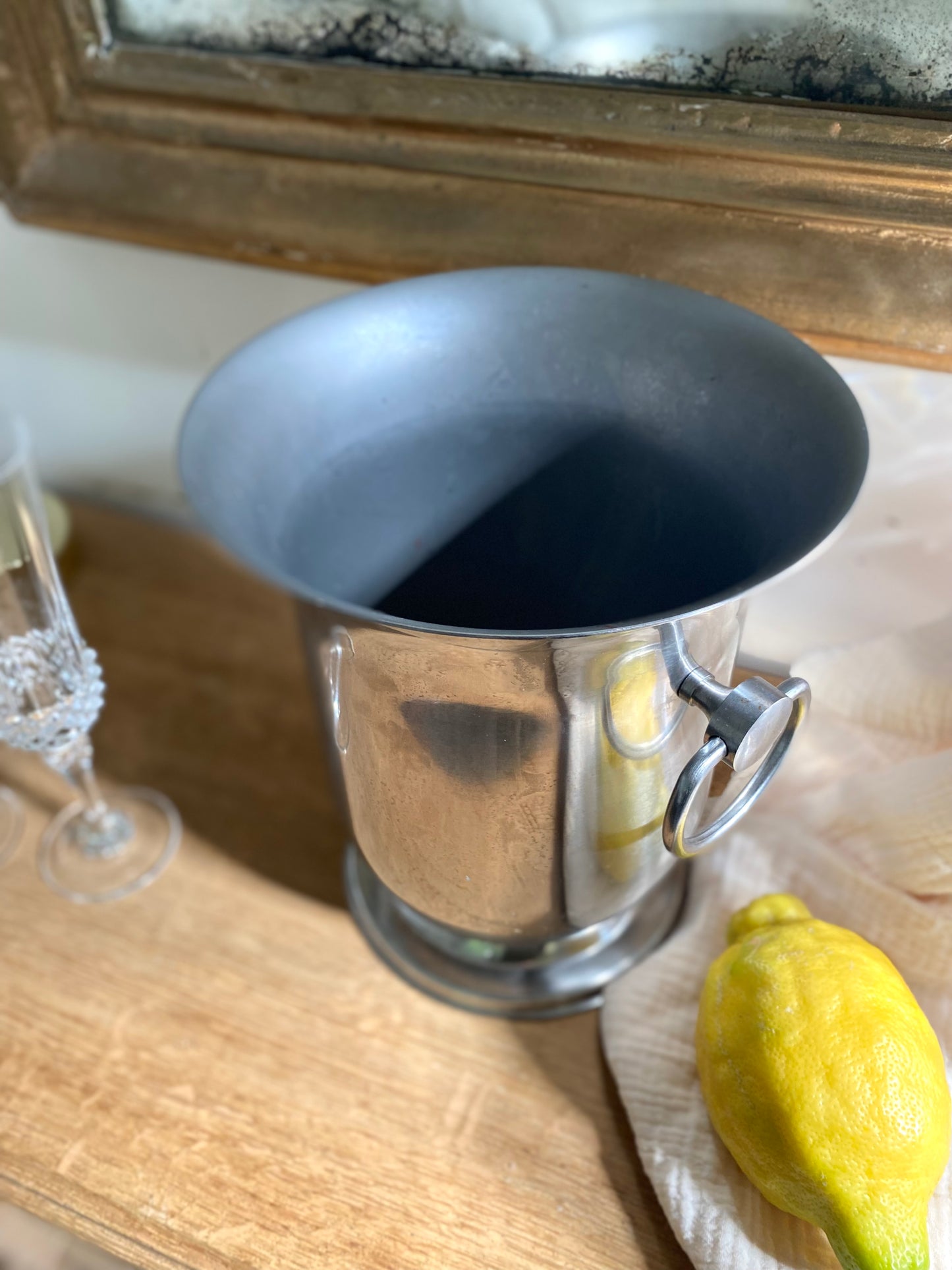Seau à Champagne en Métal Argenté vintage