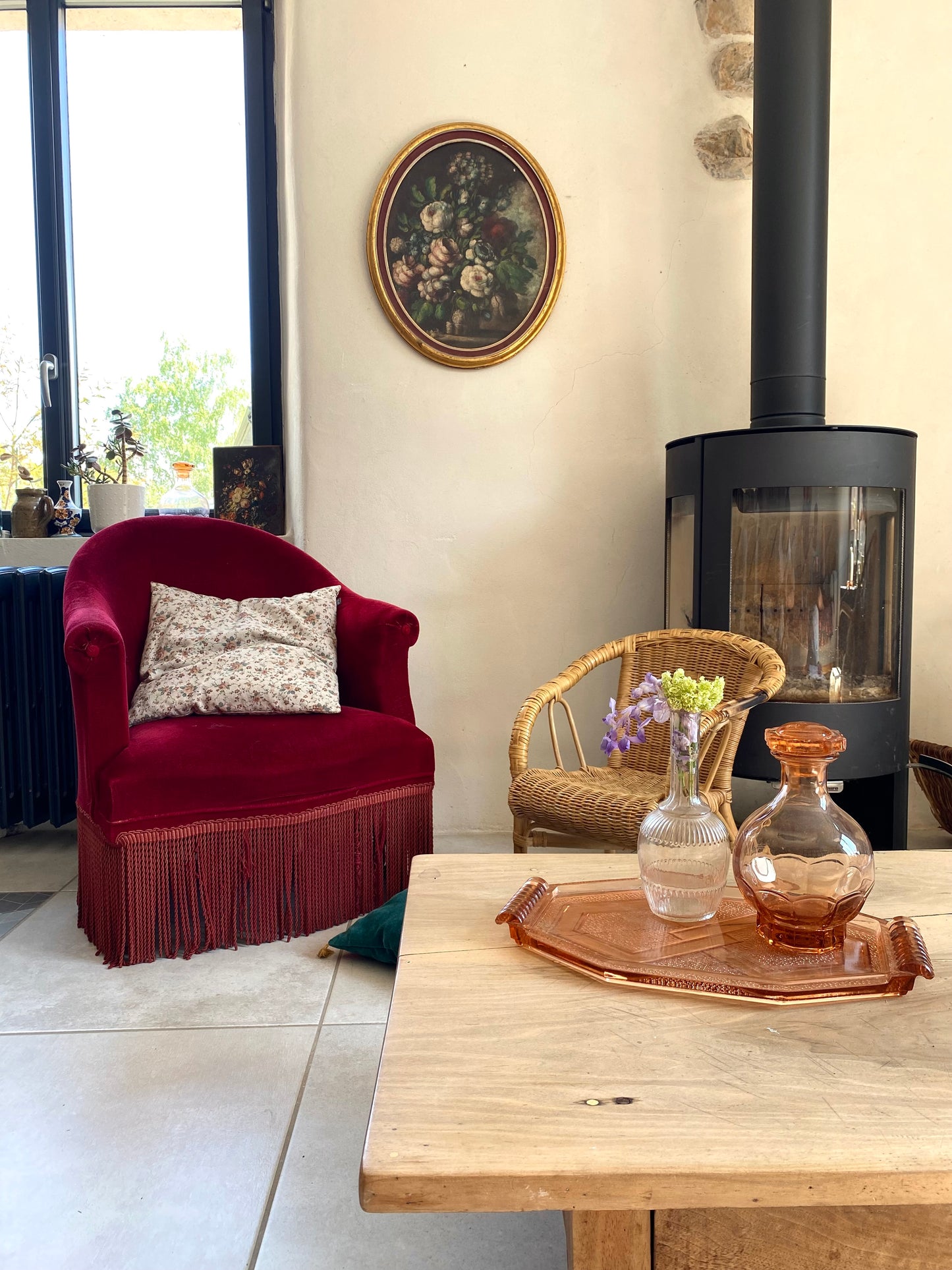 Tableau Ovale Nature Morte – Bouquet Floral – Style Flamand - XIXe