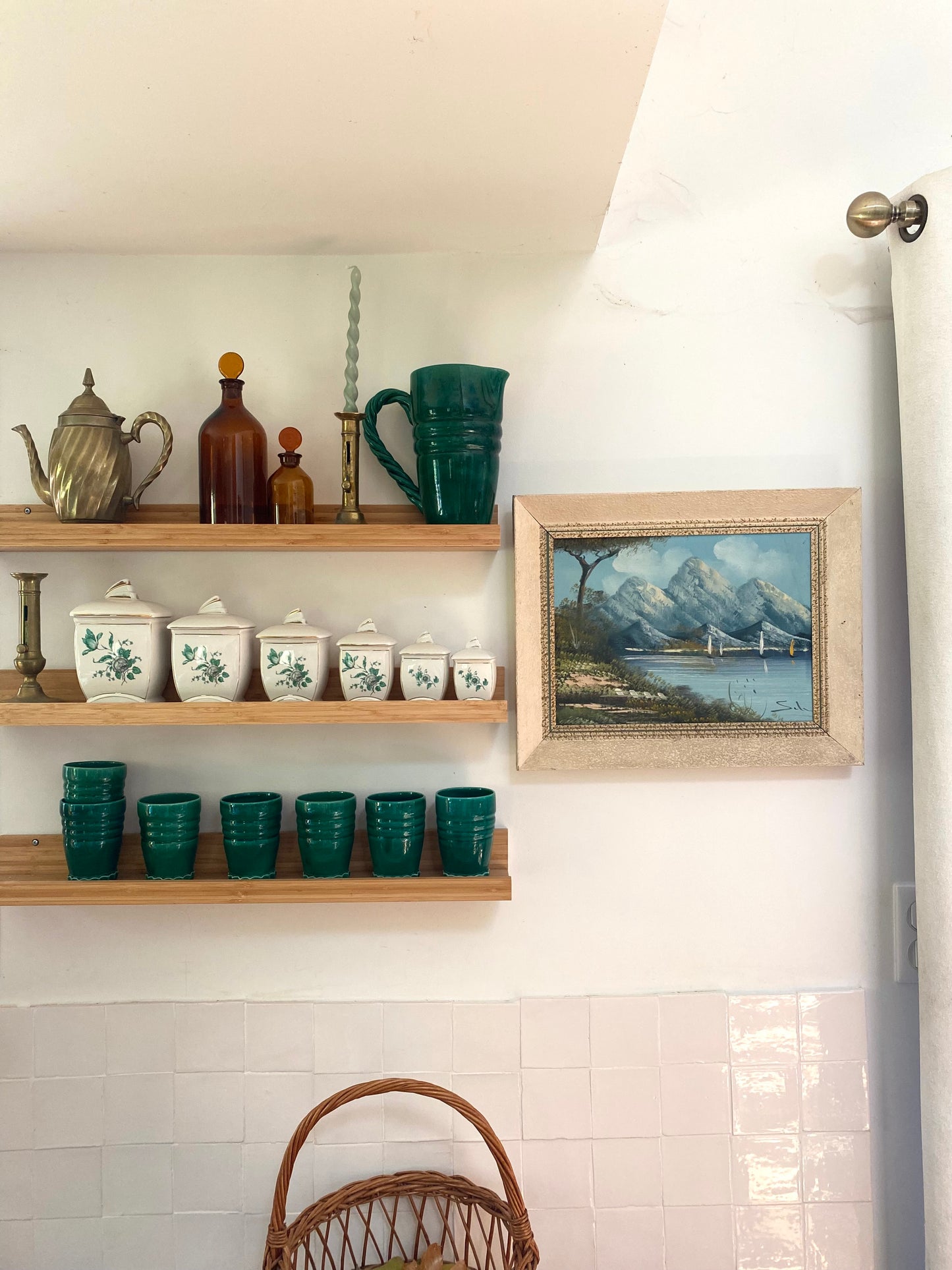 Huile sur toile Paysage de Montagne & Lac – Cadre Montparnasse – Années 60/70