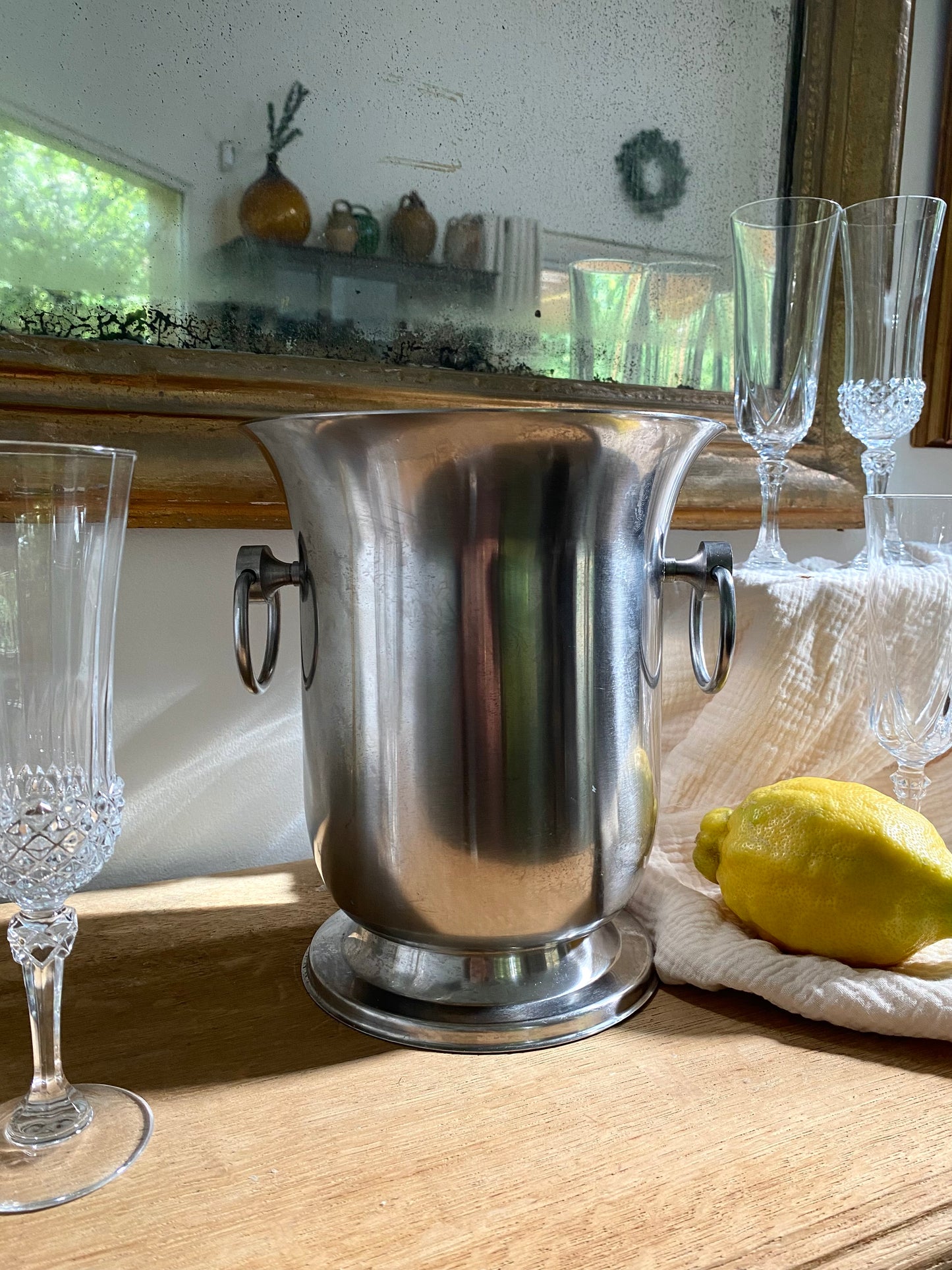 Seau à Champagne en Métal Argenté vintage