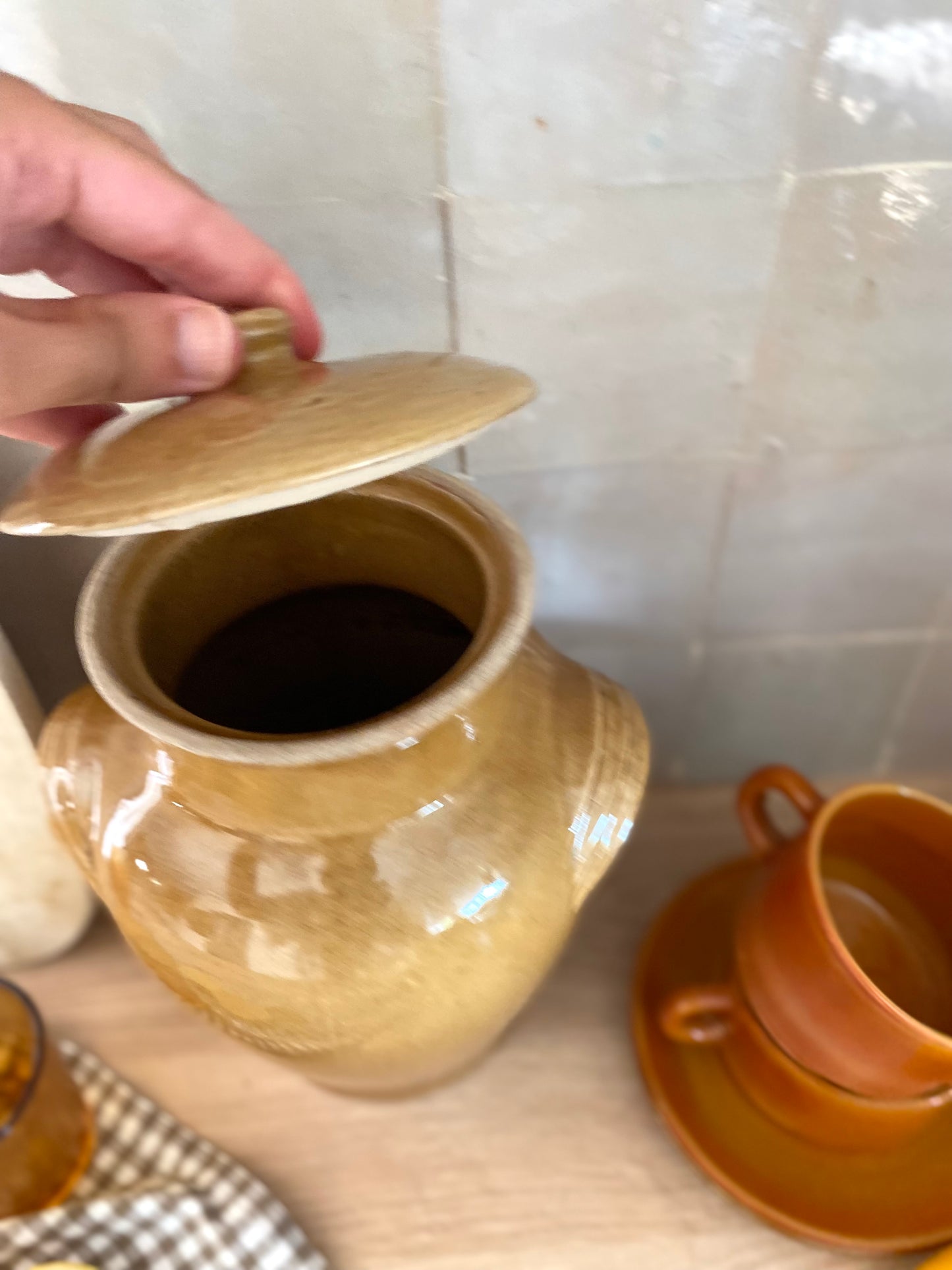 Pot de conservation en grès vernissé, début du XXe