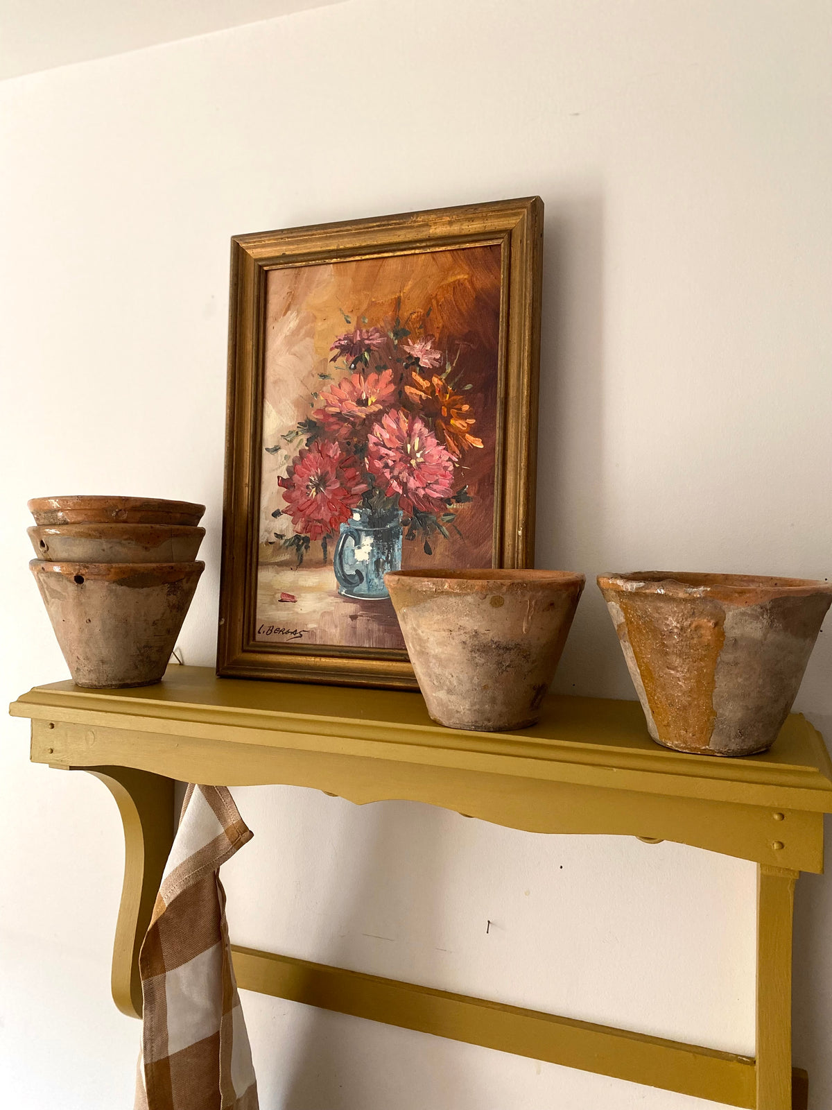 Lot de 5 pots de résinier anciens en terre vernissée