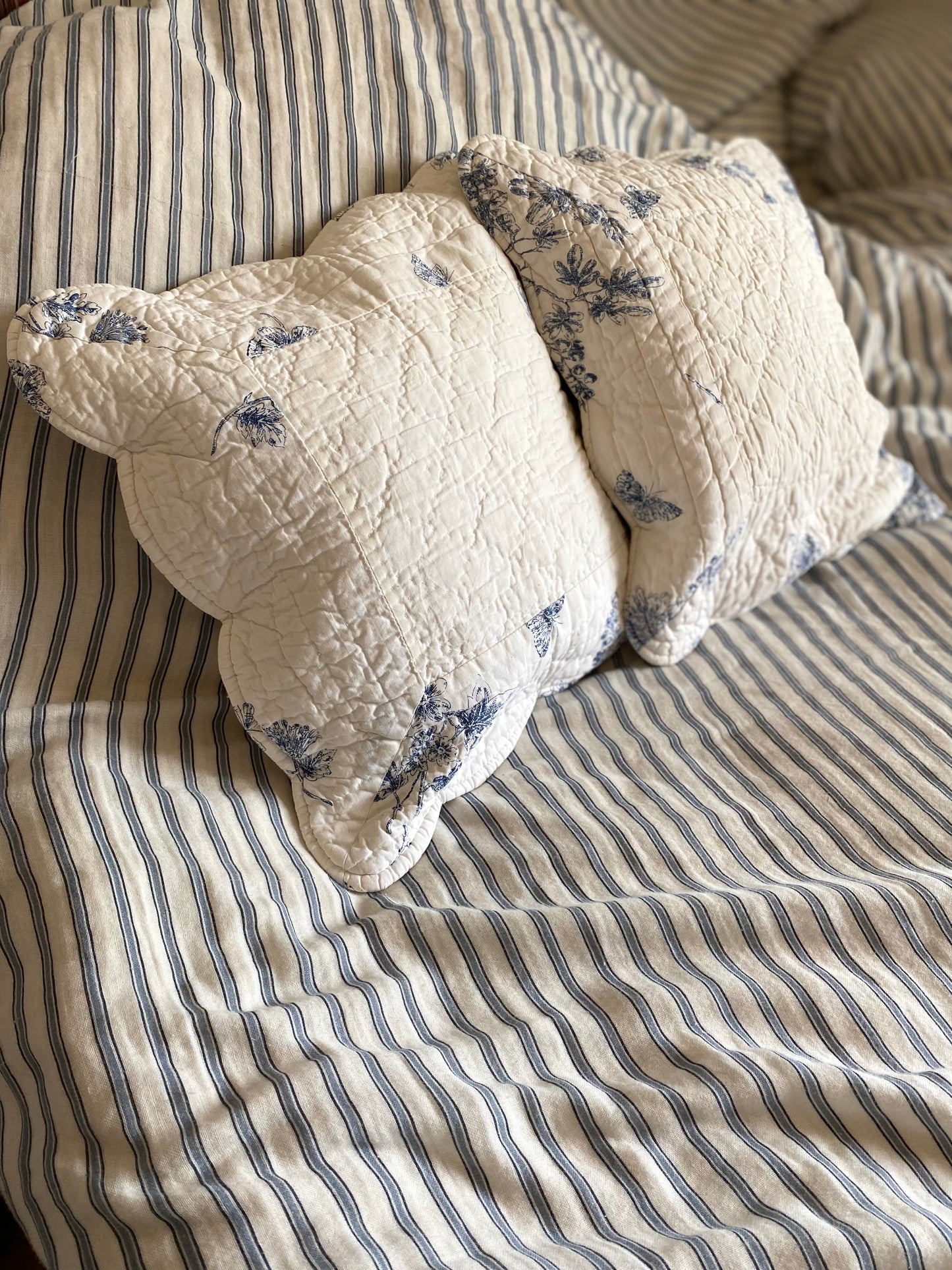 Housses de coussin en coton ancien en toile de Jouy