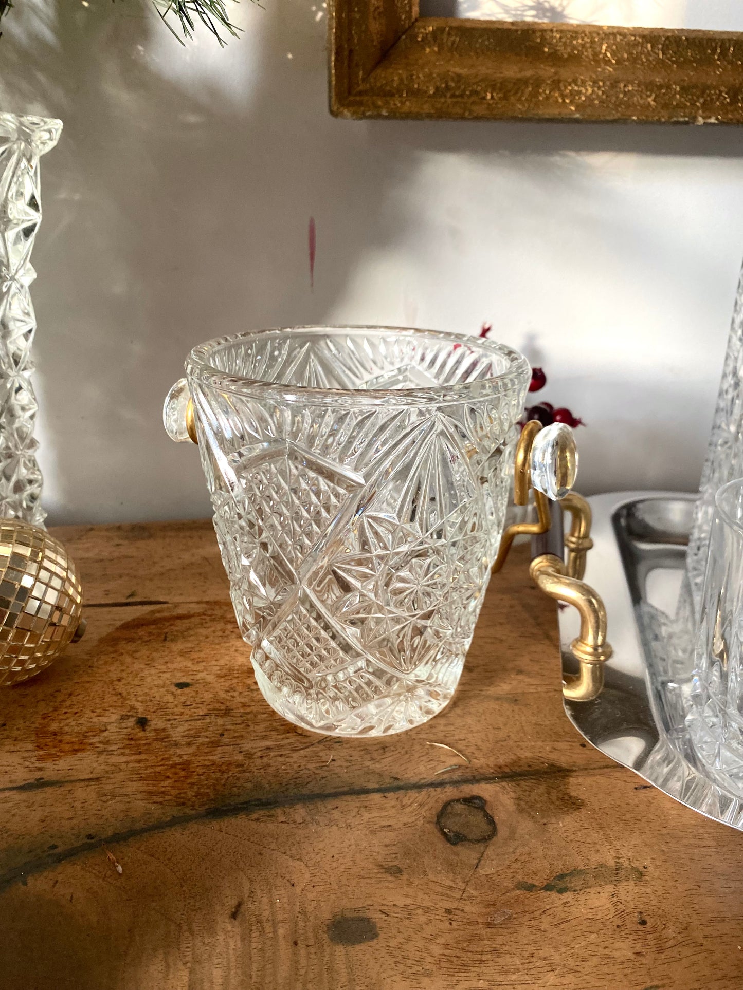 Seau à glaçon en verre taillé