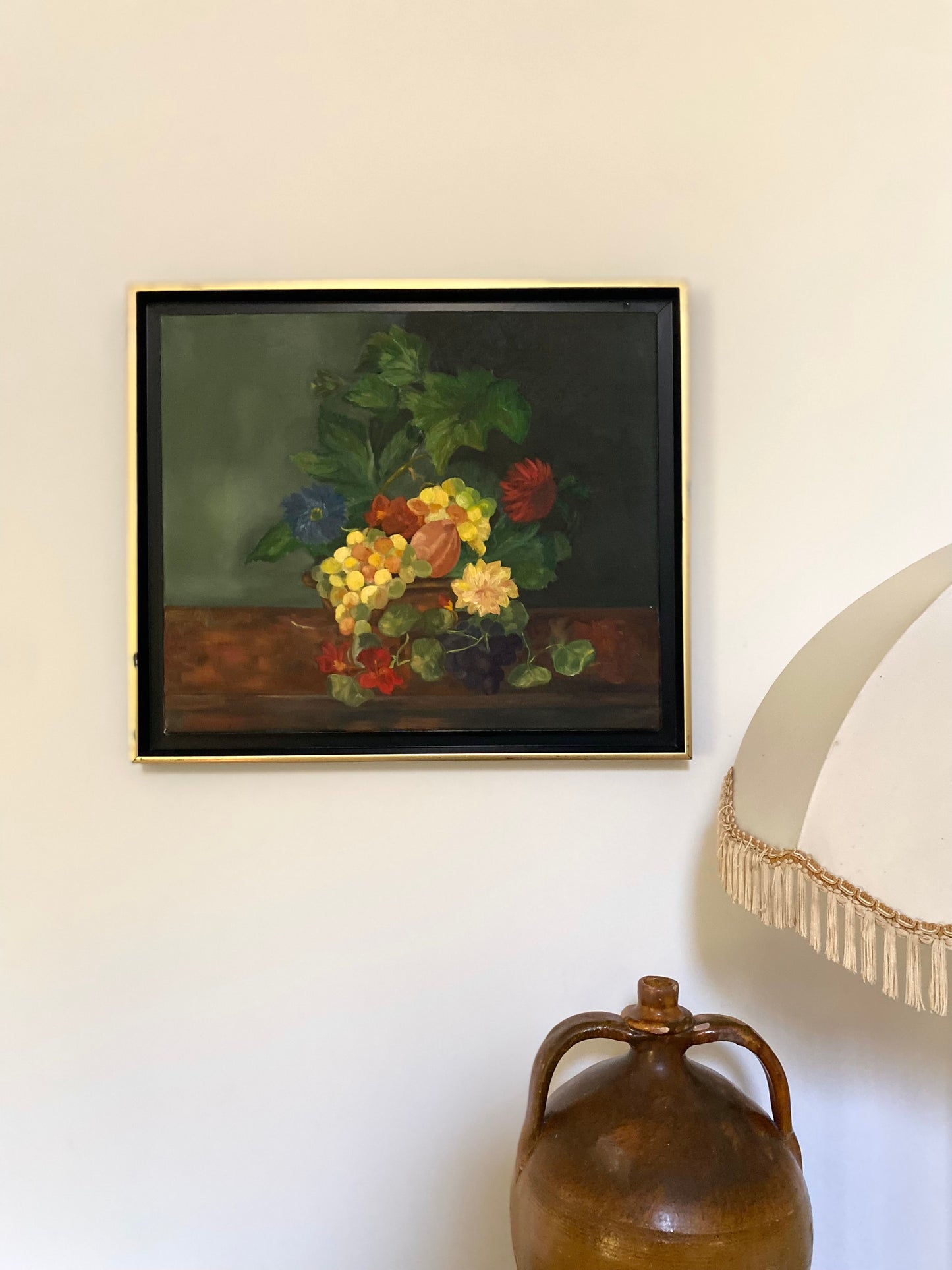 Peinture à l'huile ancienne encadrée