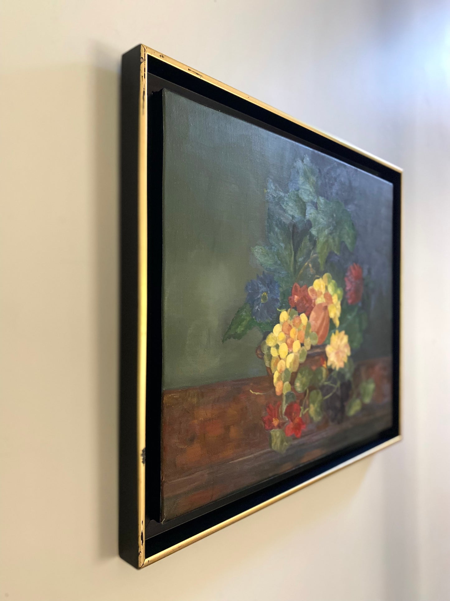 Peinture à l'huile ancienne encadrée