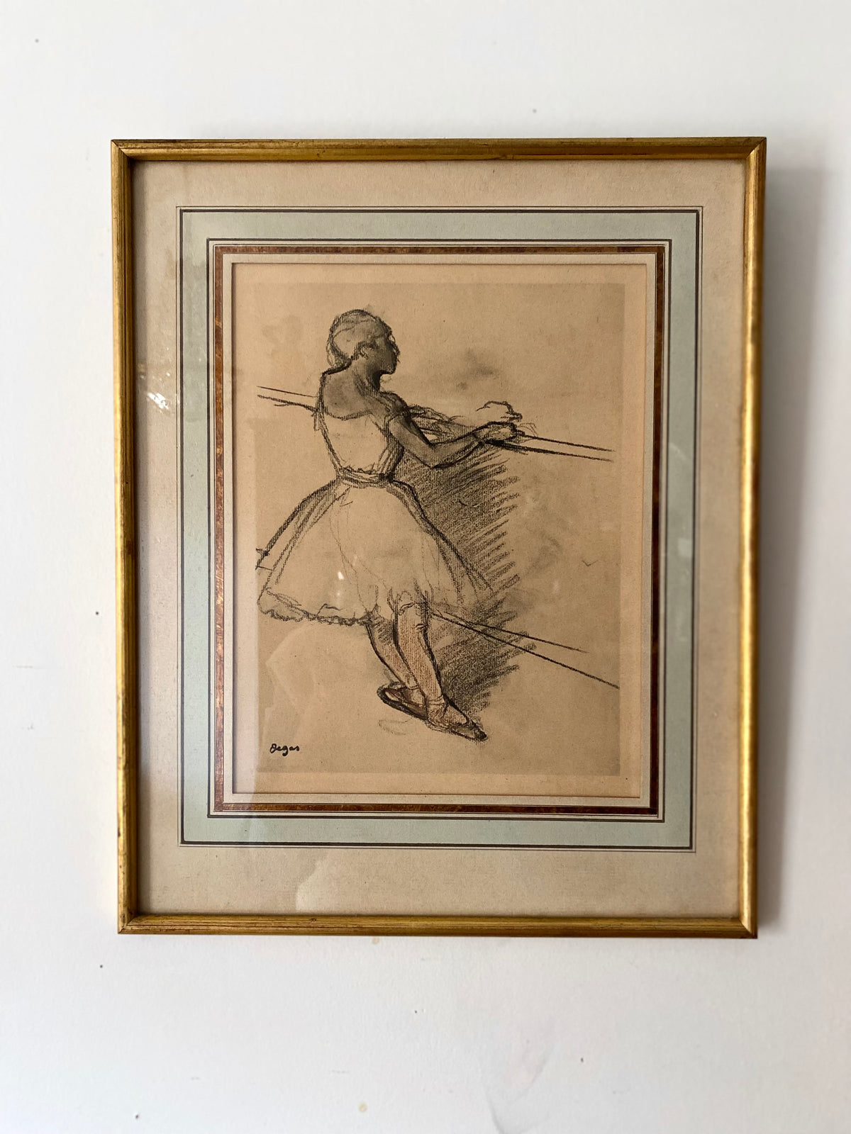 Danseuse à la barre, reproduction d'après Edgar Degas, cadre doré