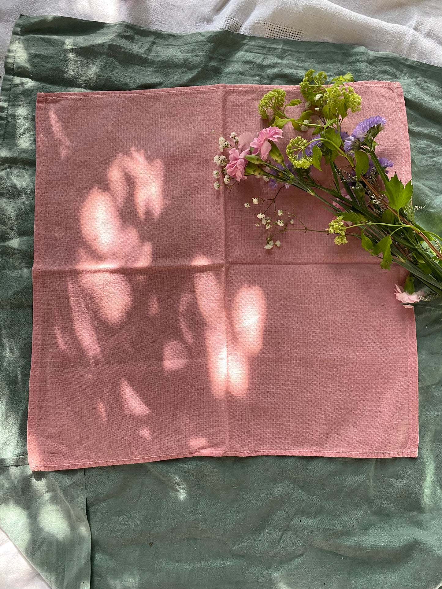 Lot de 8 Serviettes de Table "Rose Poudré" en coton ancien