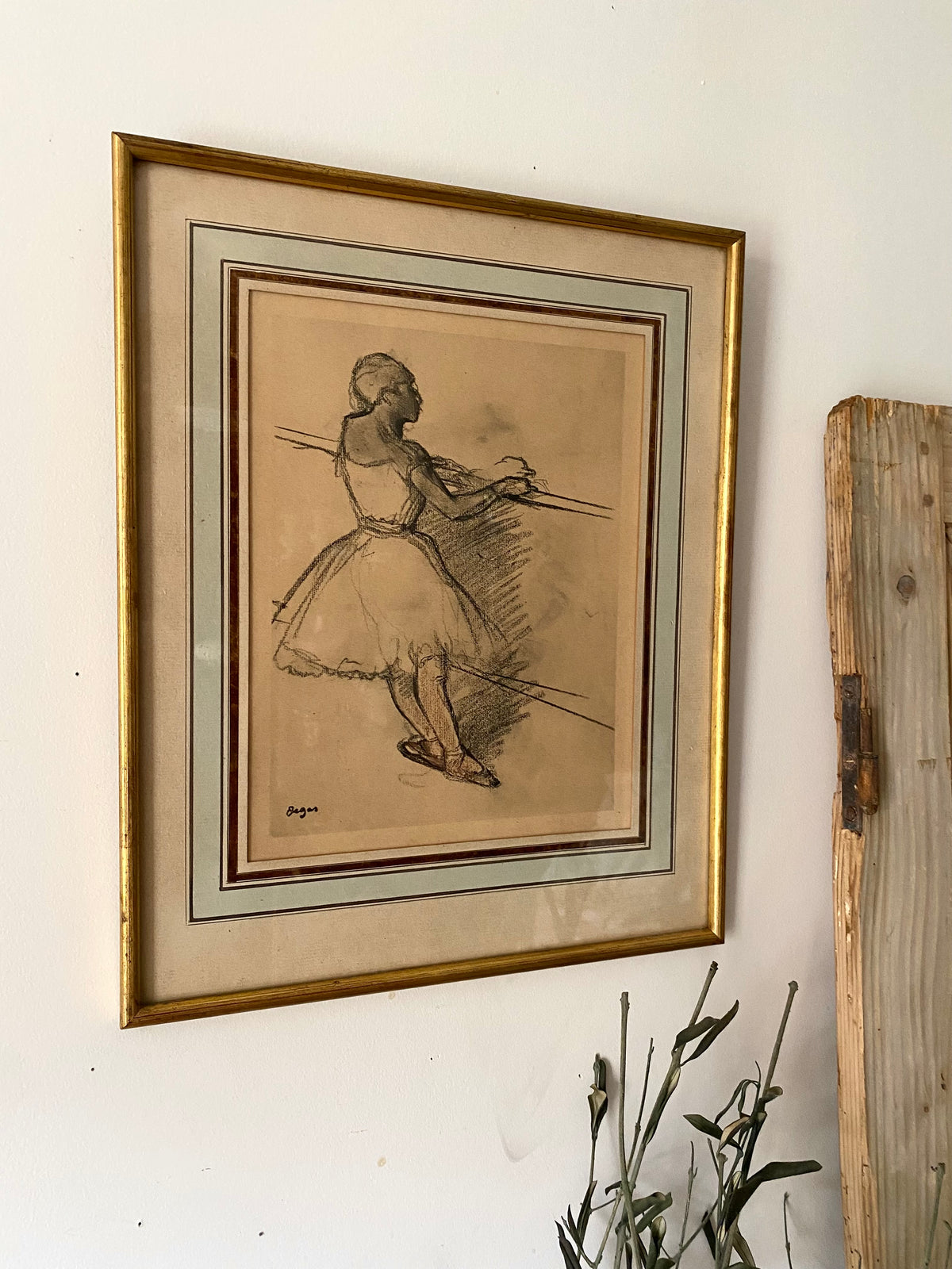 Danseuse à la barre, reproduction d'après Edgar Degas, cadre doré