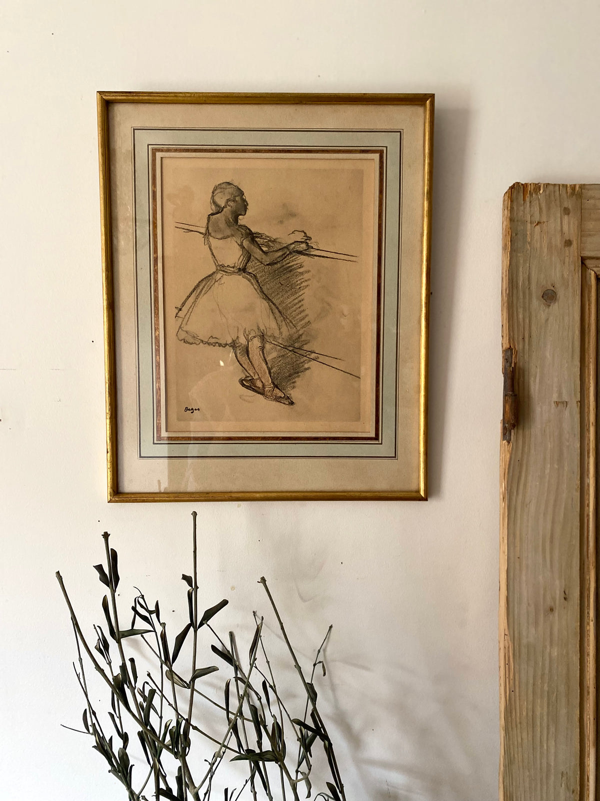 Danseuse à la barre, reproduction d'après Edgar Degas, cadre doré