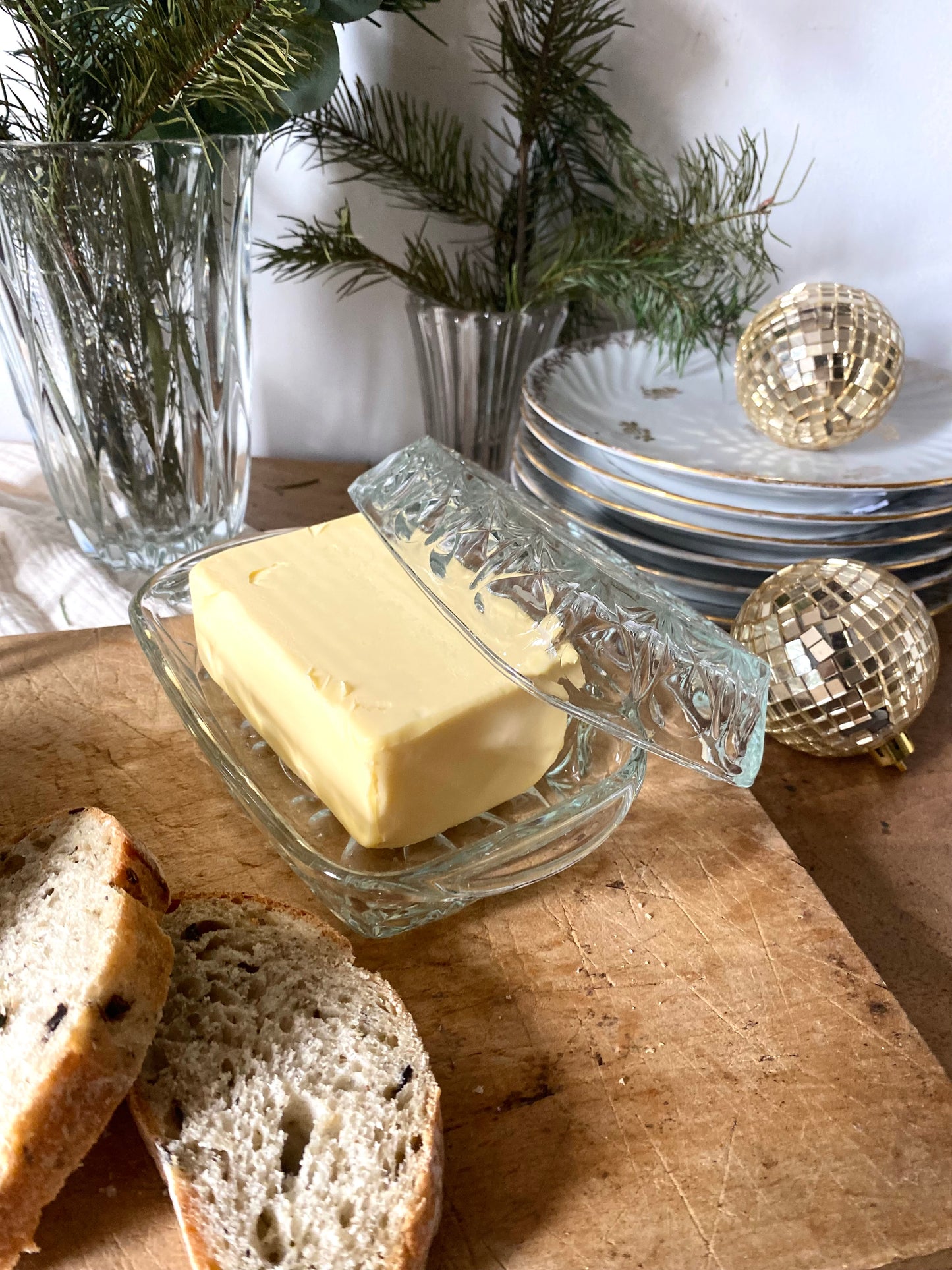 Beurrier en verre vintage