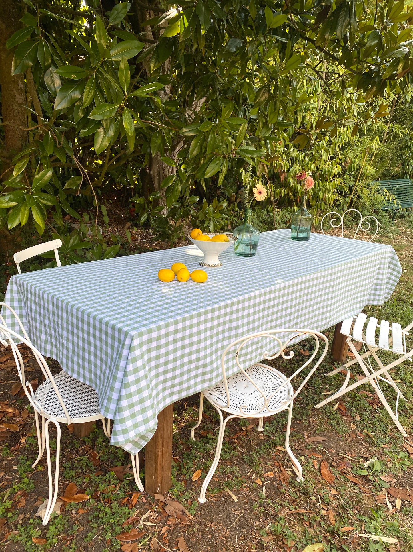 Nappe vichy vert menthe – popeline de coton, 150 x 250 cm