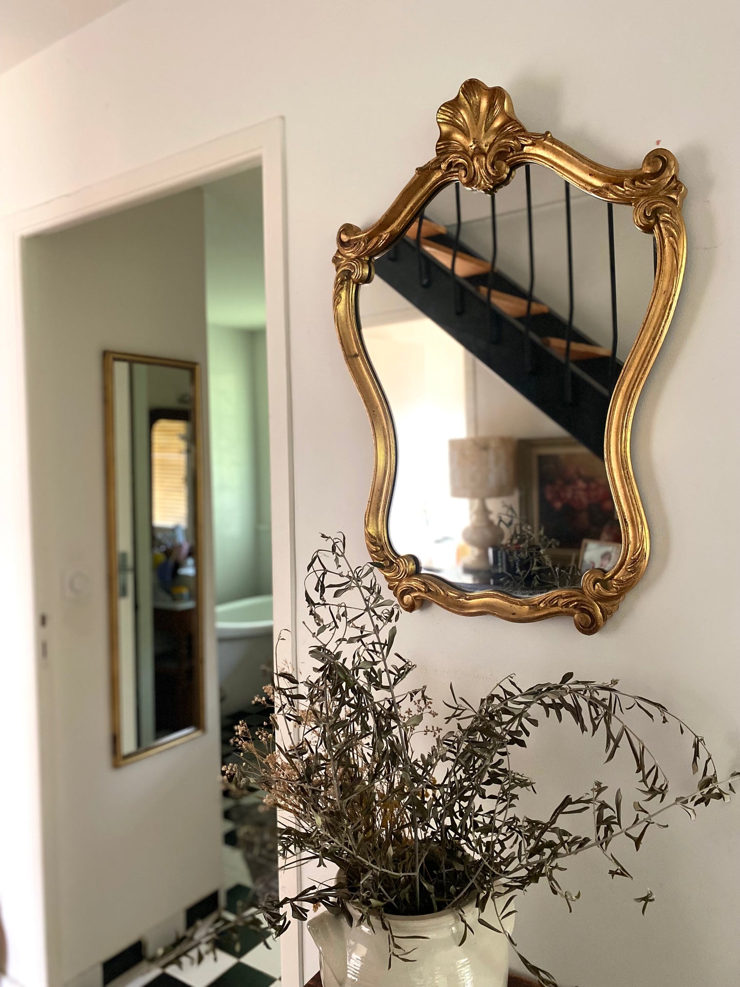 Miroir baroque ancien à coquille