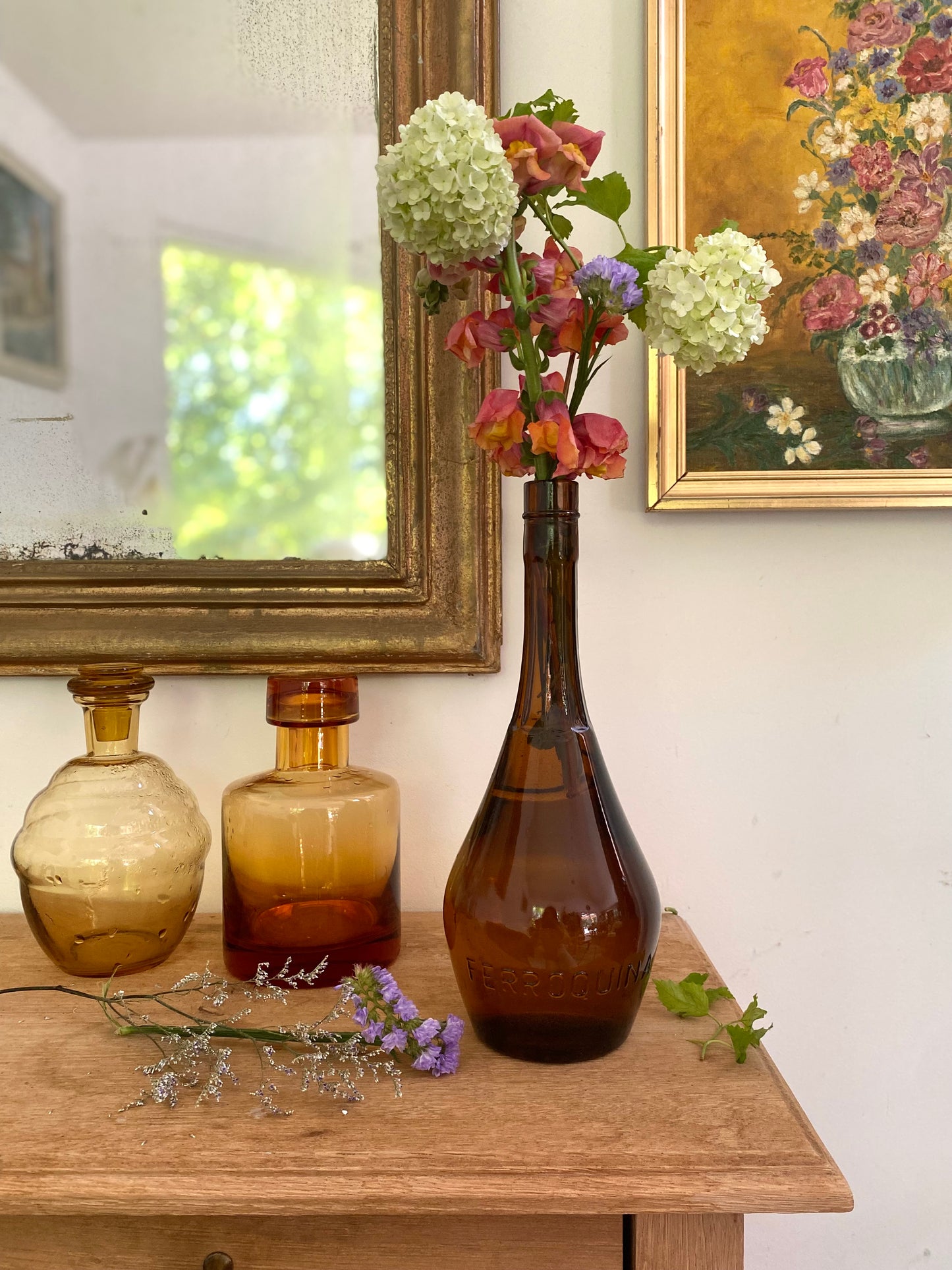 Bouteille d’apothicaire en verre ambrée 1900