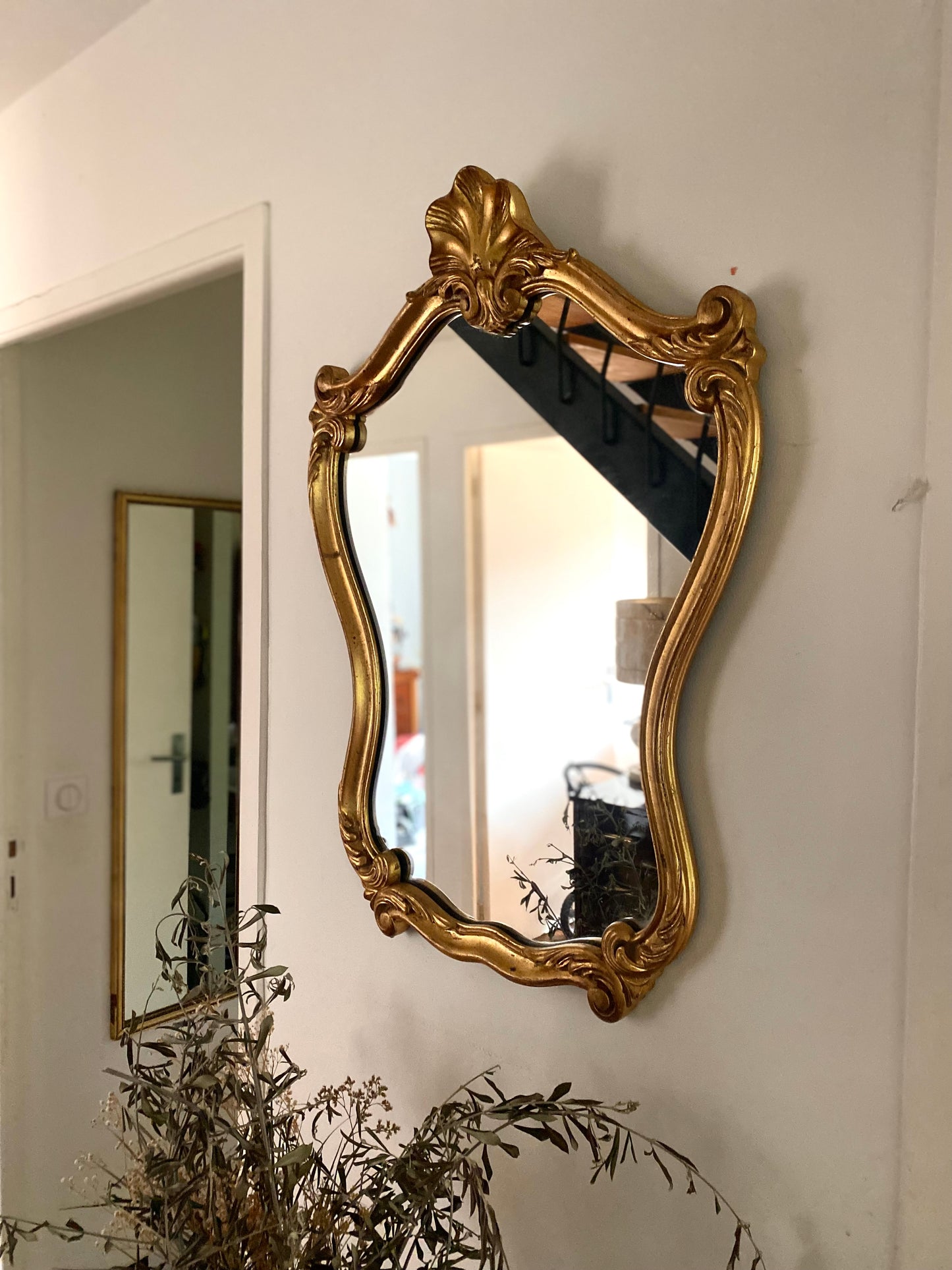 Miroir baroque ancien à coquille